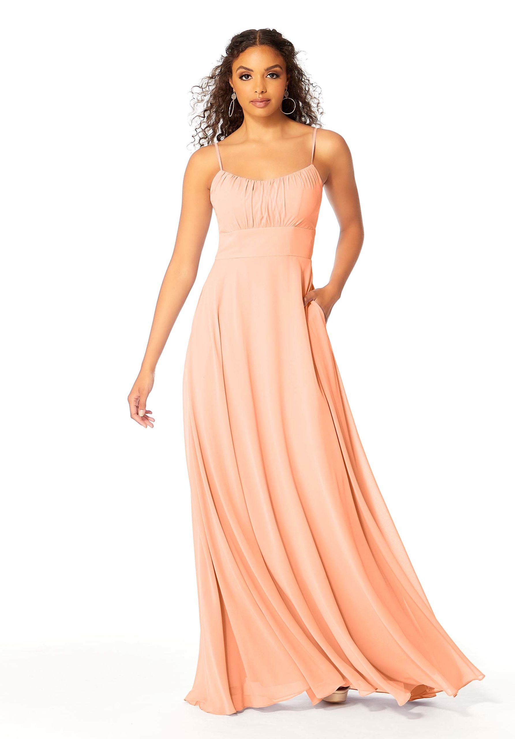 Formal Dresses Formal A Line Long Evening Dress MGNY Madeline Gardner New York 21803 Peach