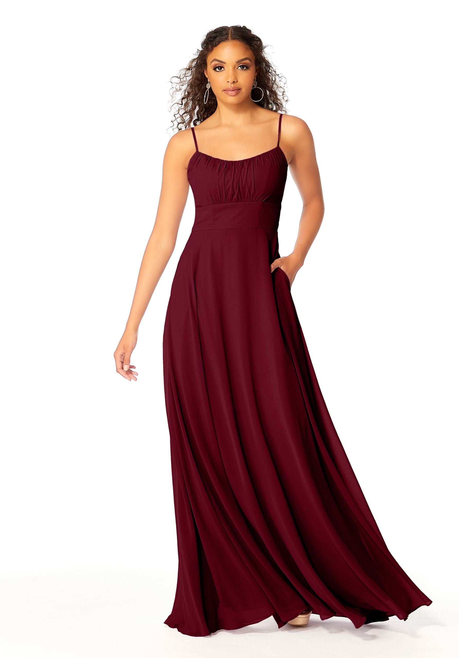Formal Dresses Pleated Formal Long A Line Evening Dress MGNY Madeline Gardner New York 21803 Bordeaux