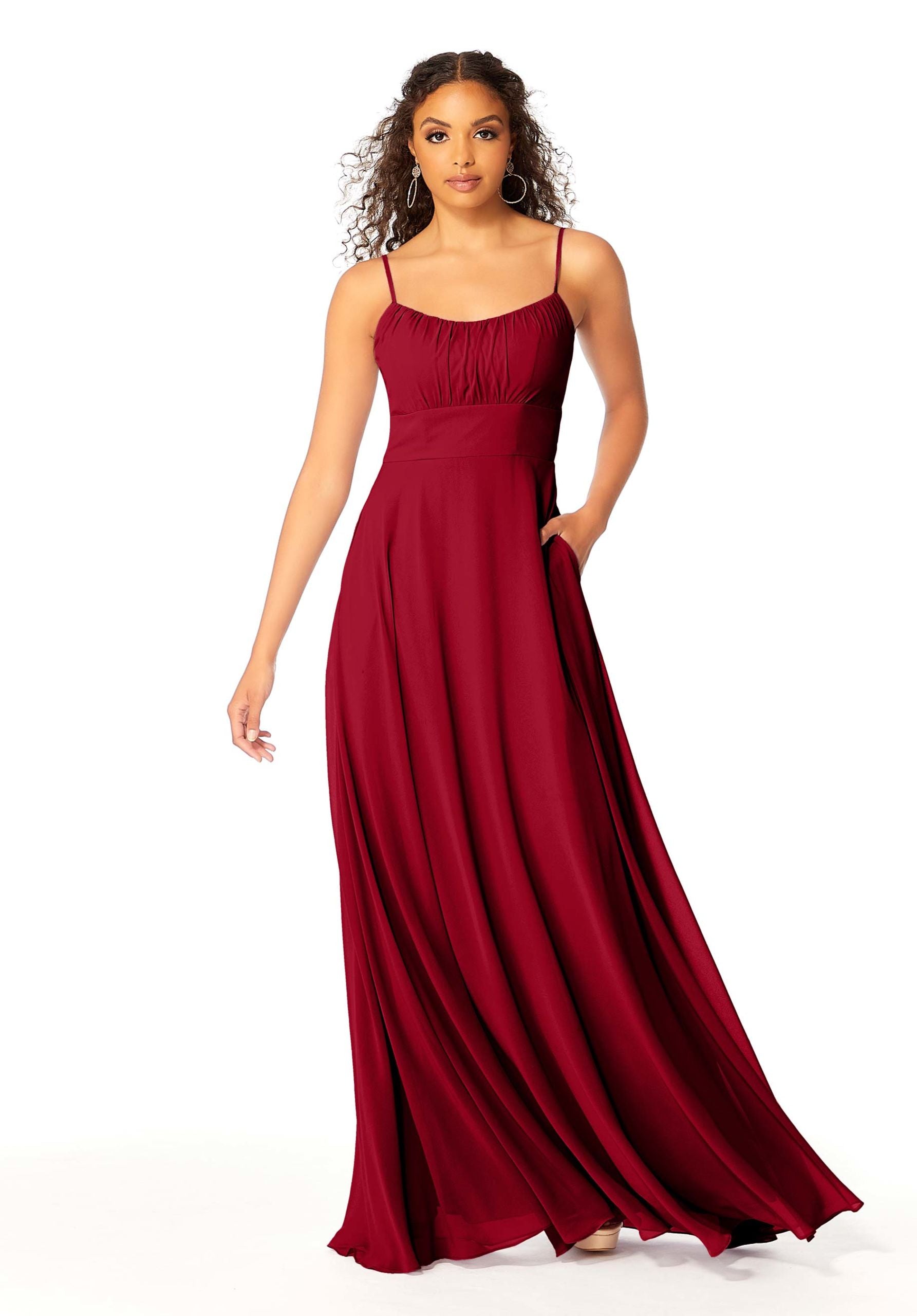 Formal Dresses Long A Line Formal Evening Pleated Dress MGNY Madeline Gardner New York 21803 Claret