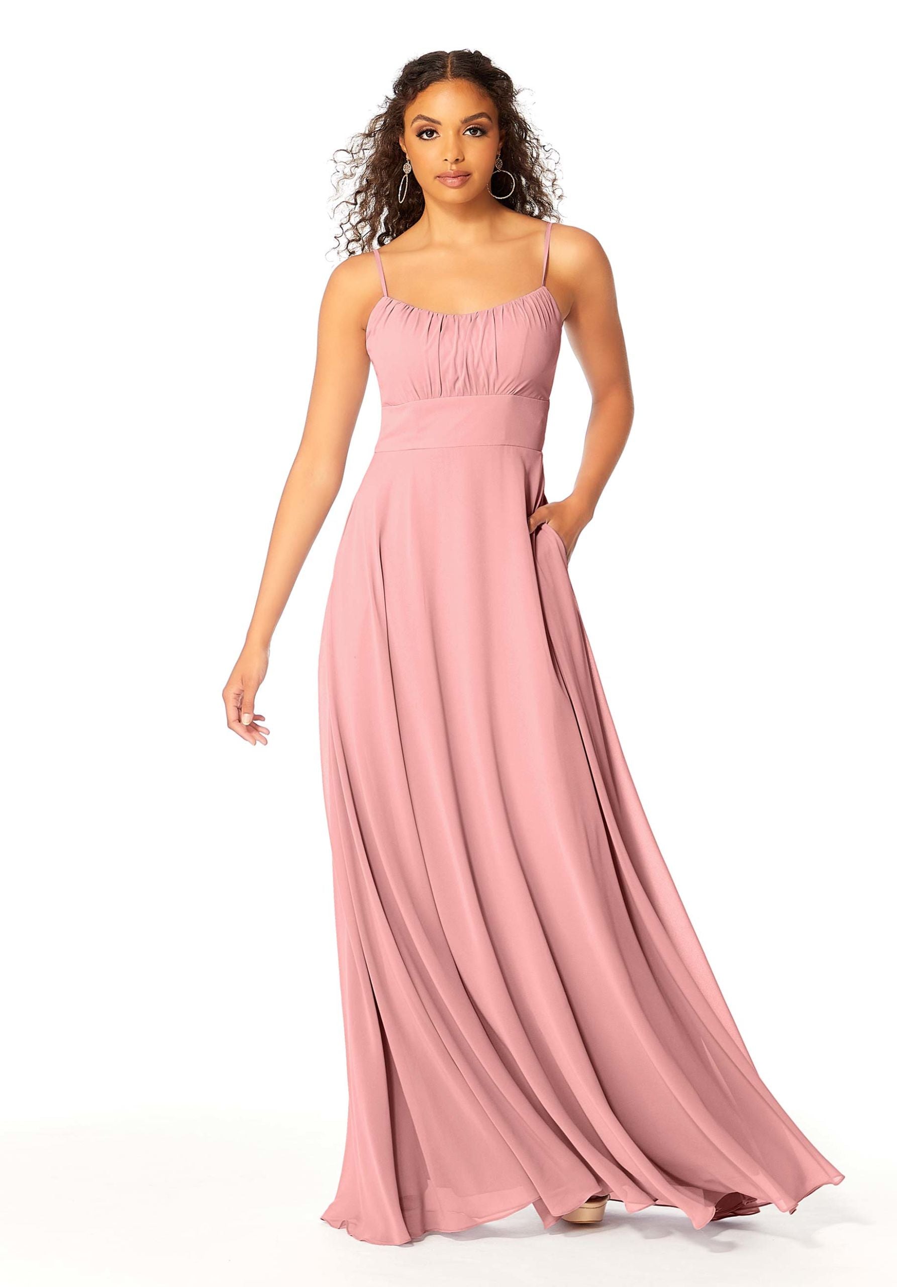 Formal Dresses Long A Line Formal Evening Pleated Dress MGNY Madeline Gardner New York 21803 Desert Rose
