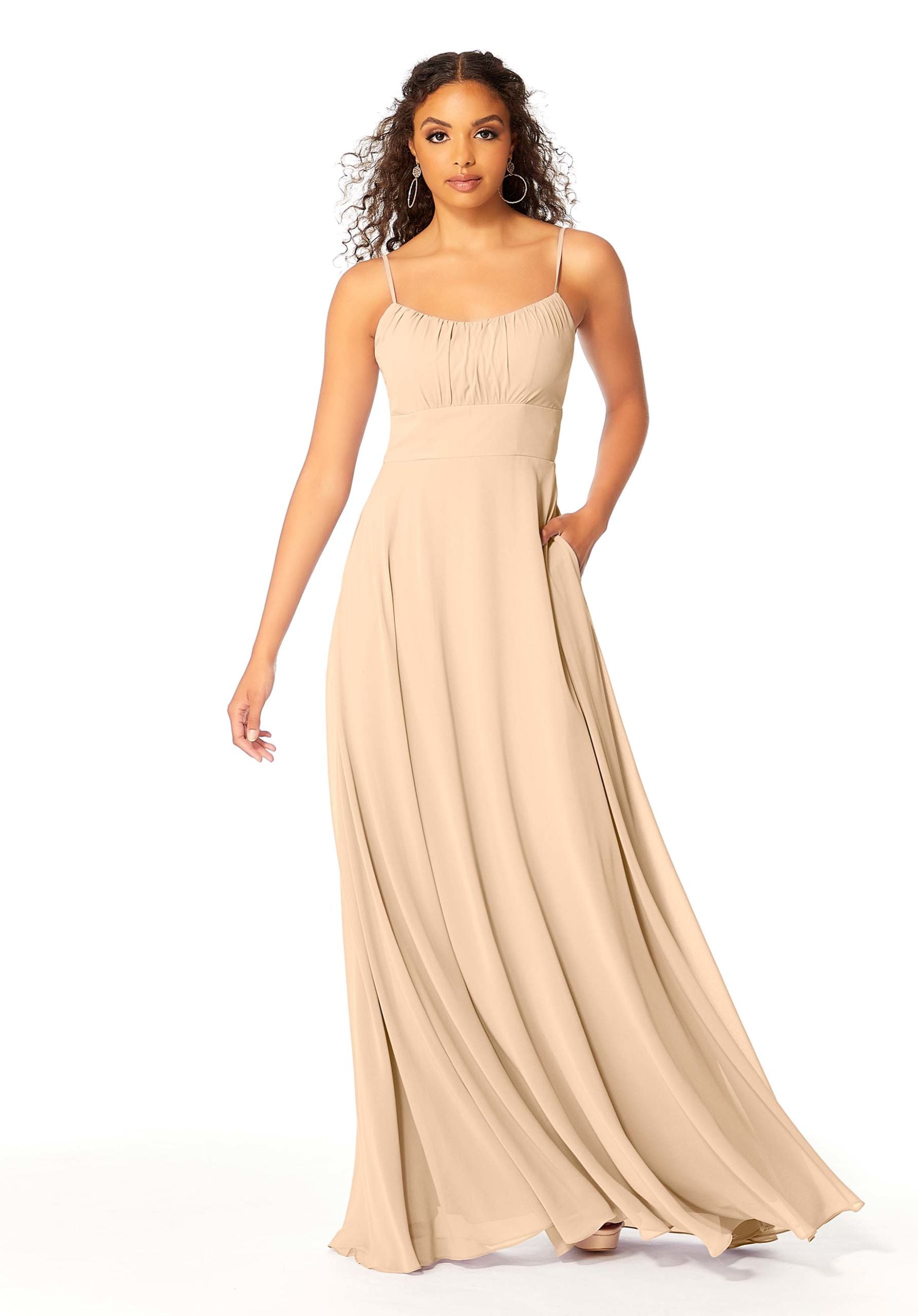 Formal Dresses Pleated Formal Long A Line Evening Dress MGNY Madeline Gardner New York 21803 Champagne