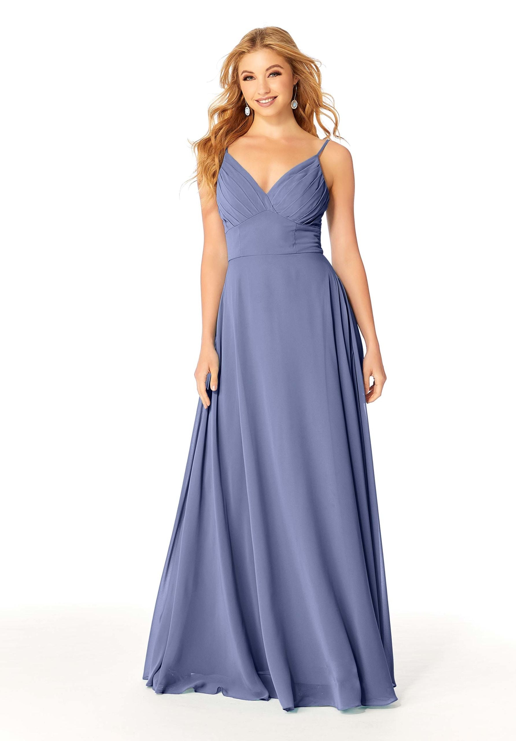 Formal Dresses Formal A Line Pleated Long Evening Dress MGNY Madeline Gardner New York 21807 Dusk