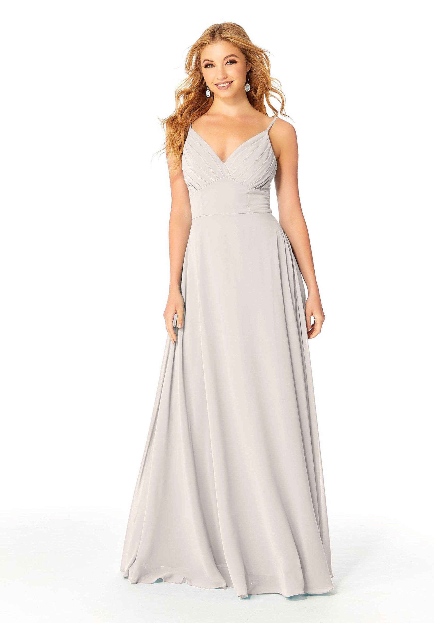 Formal Dresses Evening Pleated A Line Long Formal Dress MGNY Madeline Gardner New York 21807 Silver