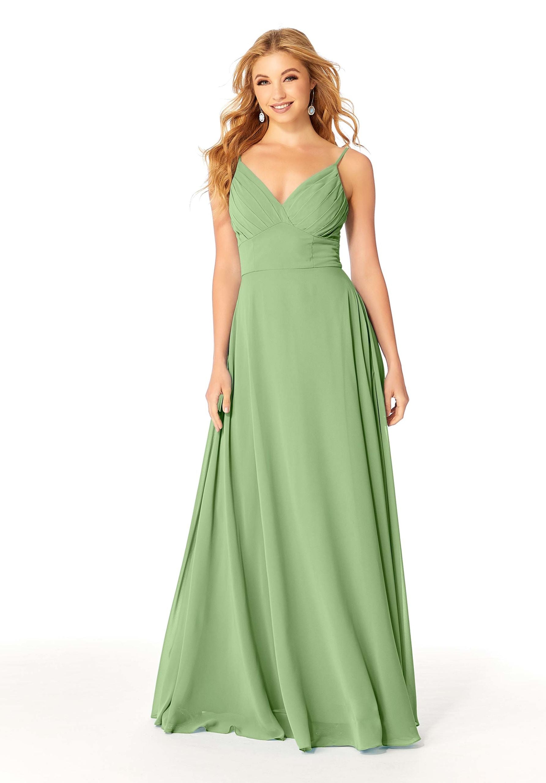 Formal Dresses Evening Pleated A Line Long Formal Dress MGNY Madeline Gardner New York 21807 Sage