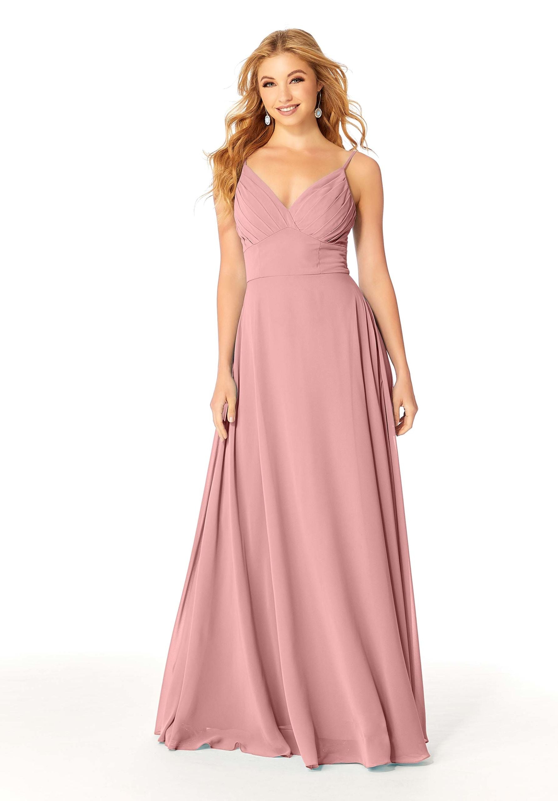 Formal Dresses Pleated Long Evening Formal A Line Dress MGNY Madeline Gardner New York 21807 Desert Rose