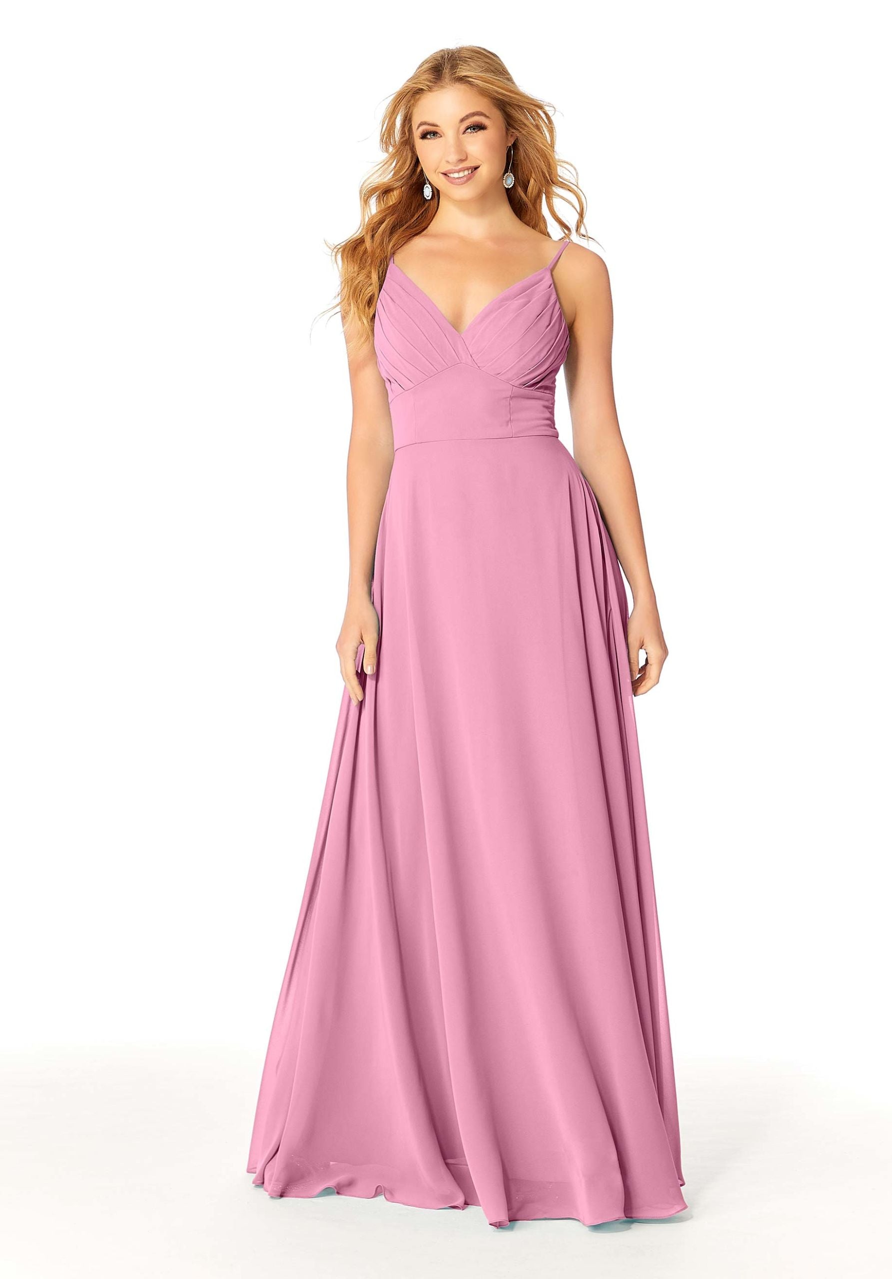 Formal Dresses A Line Pleated Long Evening Formal Dress MGNY Madeline Gardner New York 21807 Peony