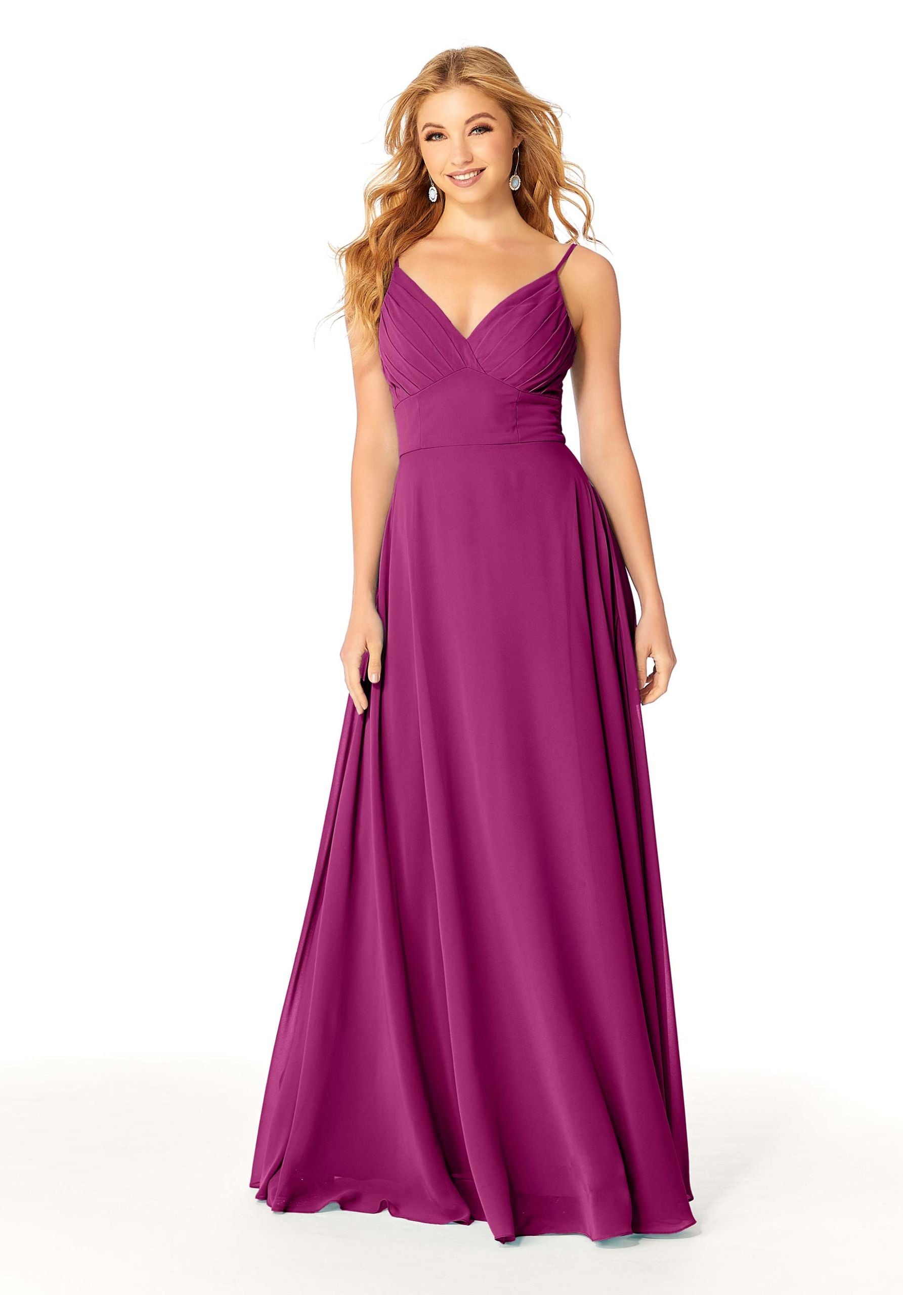Formal Dresses Long Evening Formal Pleated A Line Dress MGNY Madeline Gardner New York 21807 Mulberry