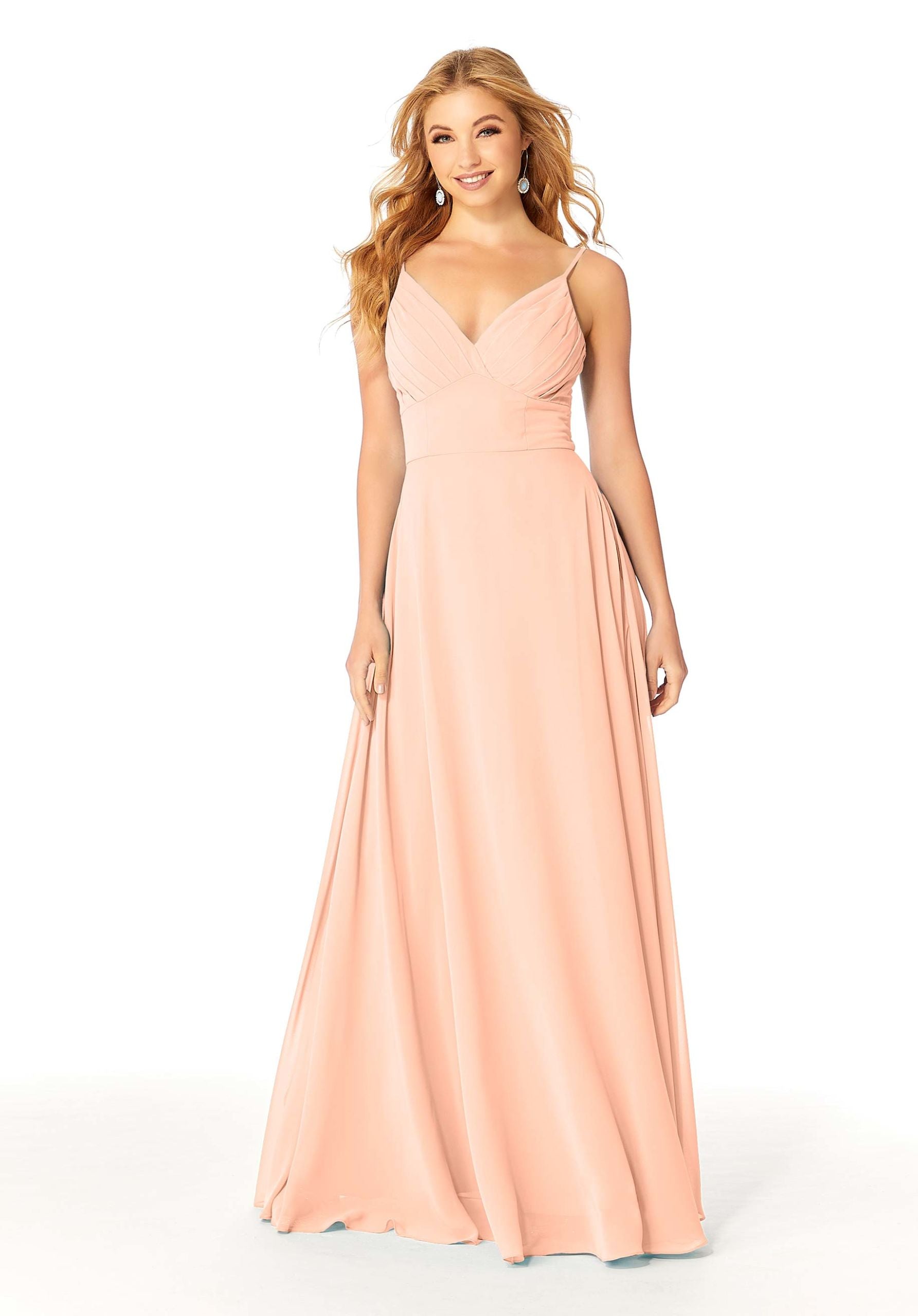 Formal Dresses Long Pleated A Line Formal Evening Dress MGNY Madeline Gardner New York 21807 Blush