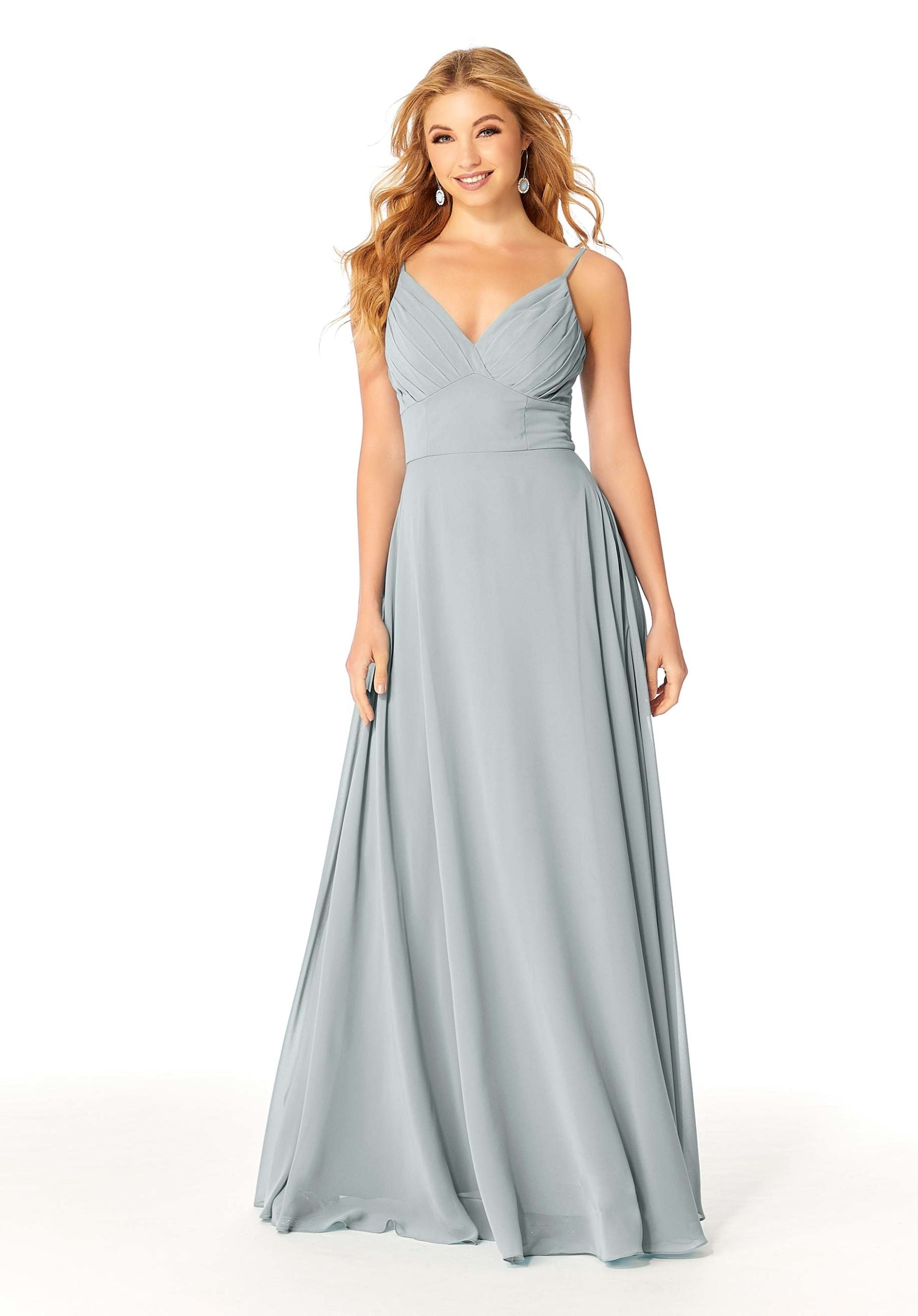 Formal Dresses Formal A Line Pleated Long Evening Dress MGNY Madeline Gardner New York 21807 Dove