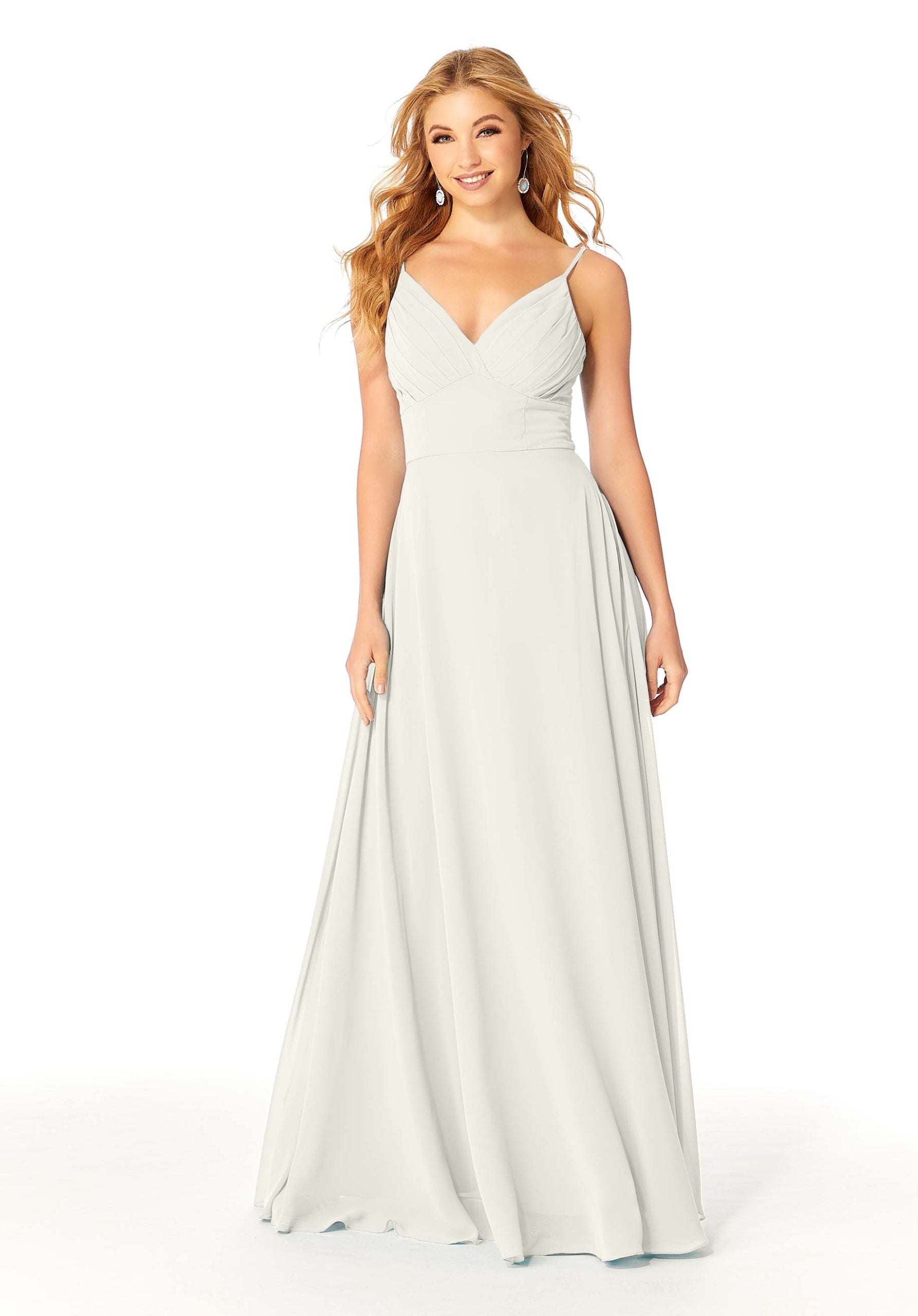 Wedding Dresses Long Pleated A Line Wedding Dress MGNY Madeline Gardner New York 21807 Ivory