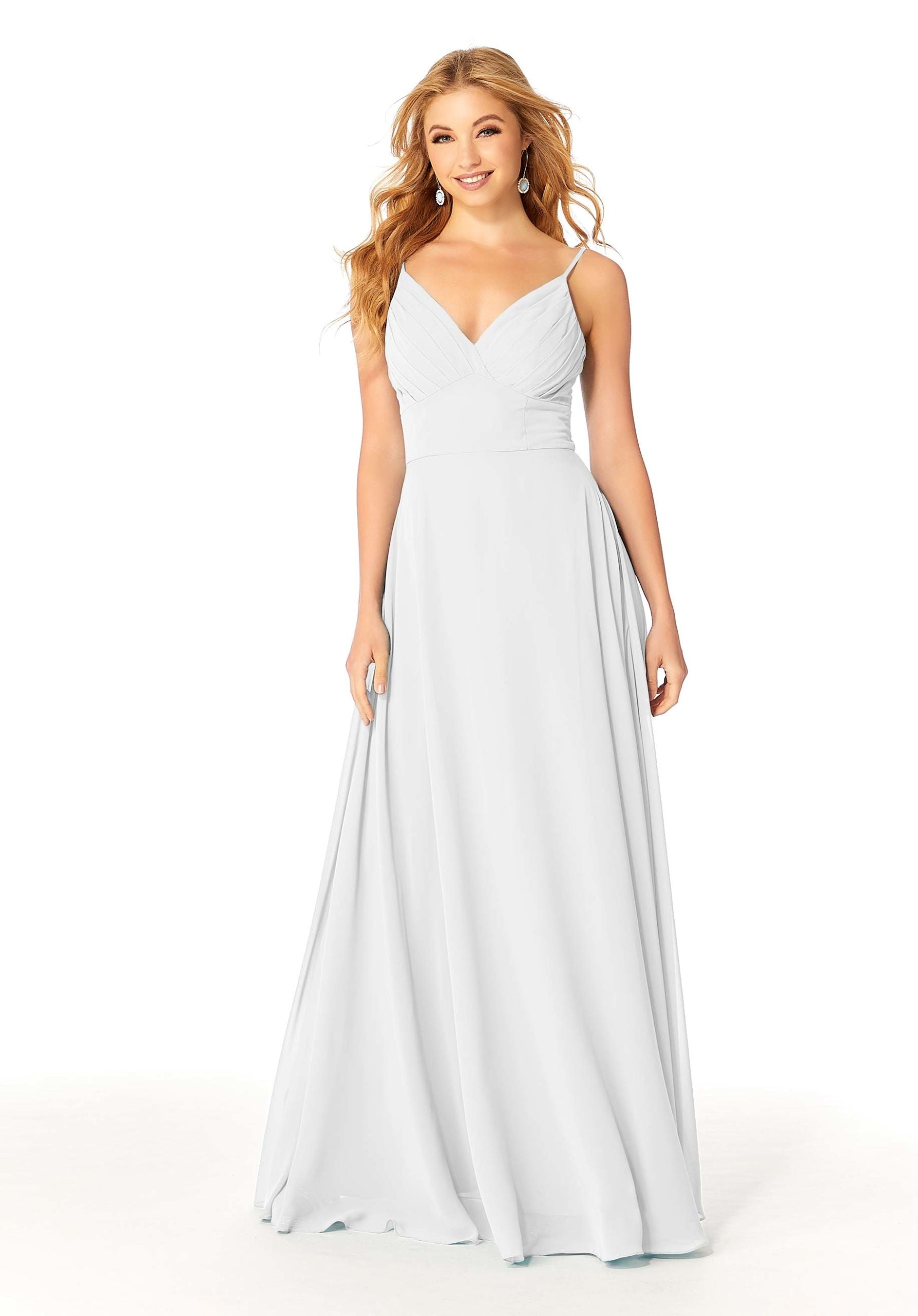 Wedding Dresses Long Pleated A Line Wedding Dress MGNY Madeline Gardner New York 21807 White