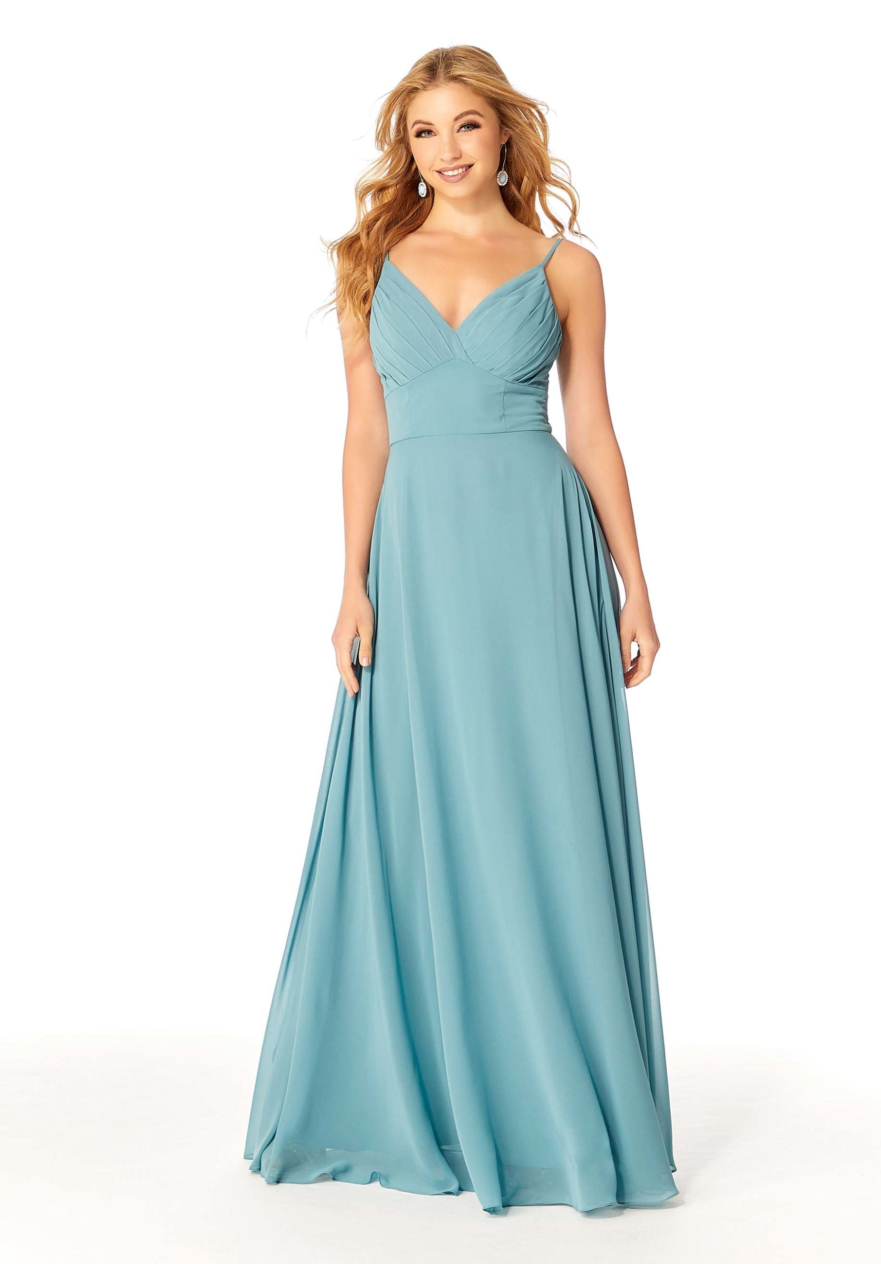 Formal Dresses Pleated Long Evening Formal A Line Dress MGNY Madeline Gardner New York 21807 Deep Sea