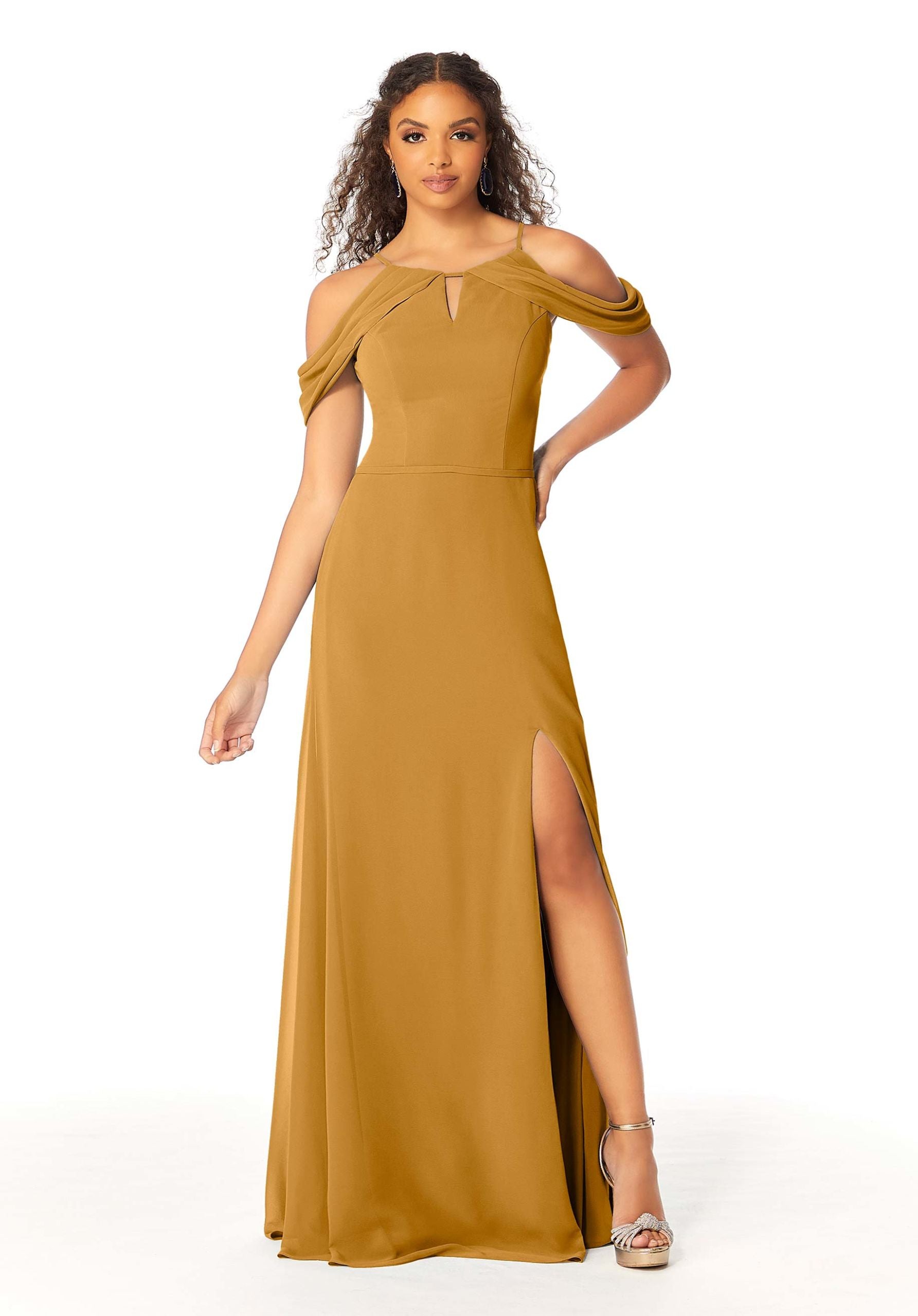 Formal Dresses Formal Slit Long Fitted Evening Dress MGNY Madeline Gardner New York 21809 Saffron