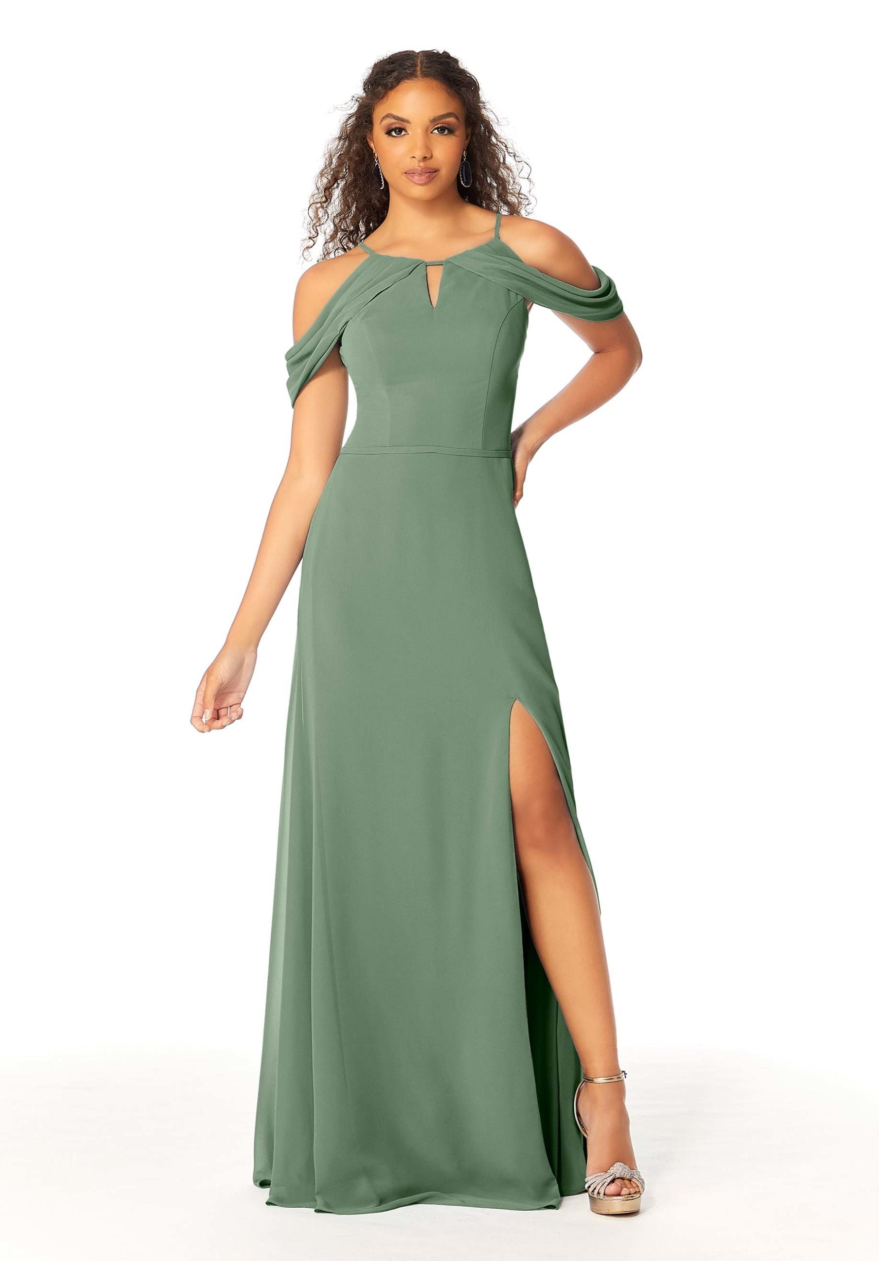 Formal Dresses Long Evening Formal Fitted Slit Dress MGNY Madeline Gardner New York 21809 Moss
