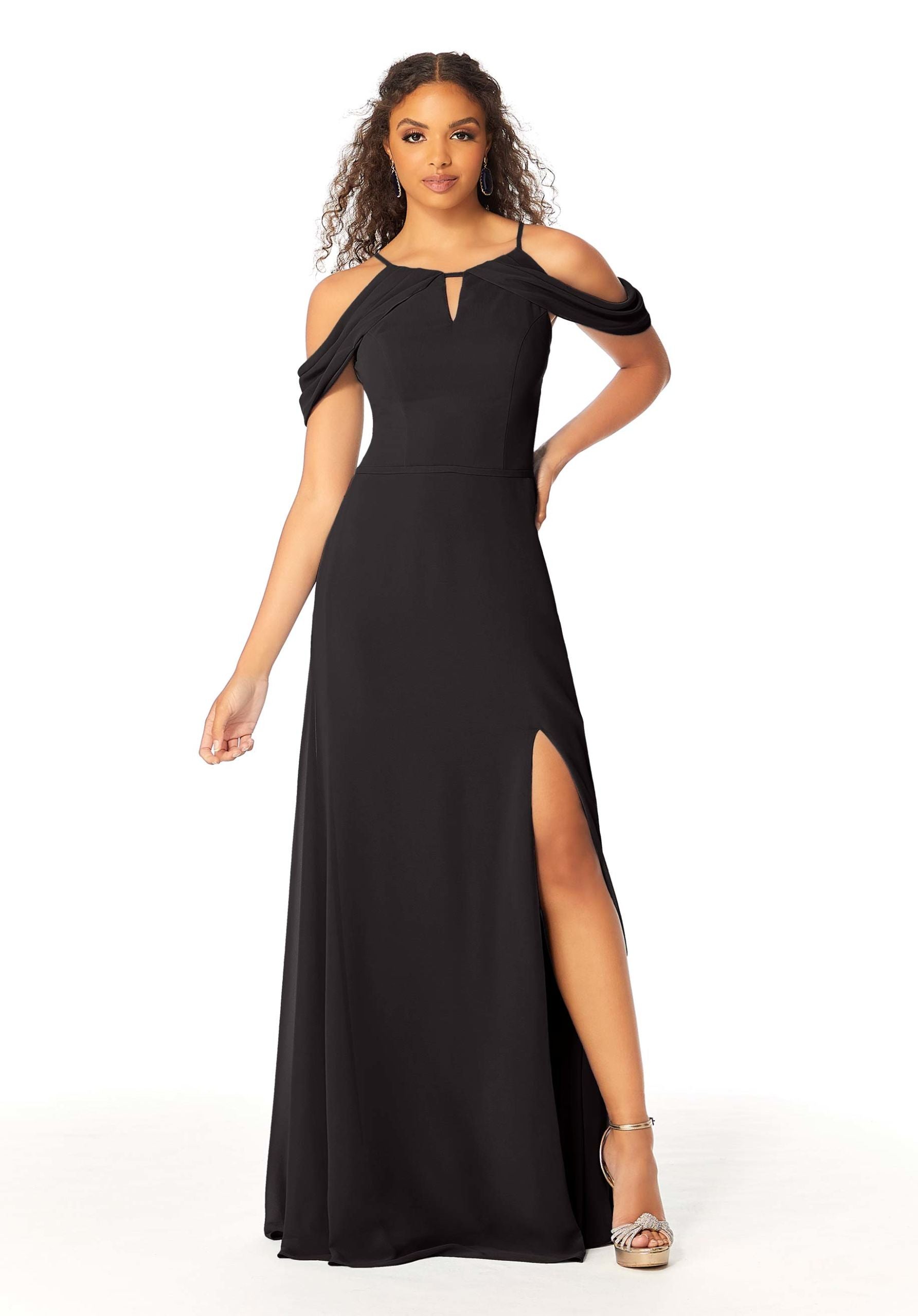 Formal Dresses Long Fitted Slit Formal Evening Dress MGNY Madeline Gardner New York 21809 Black