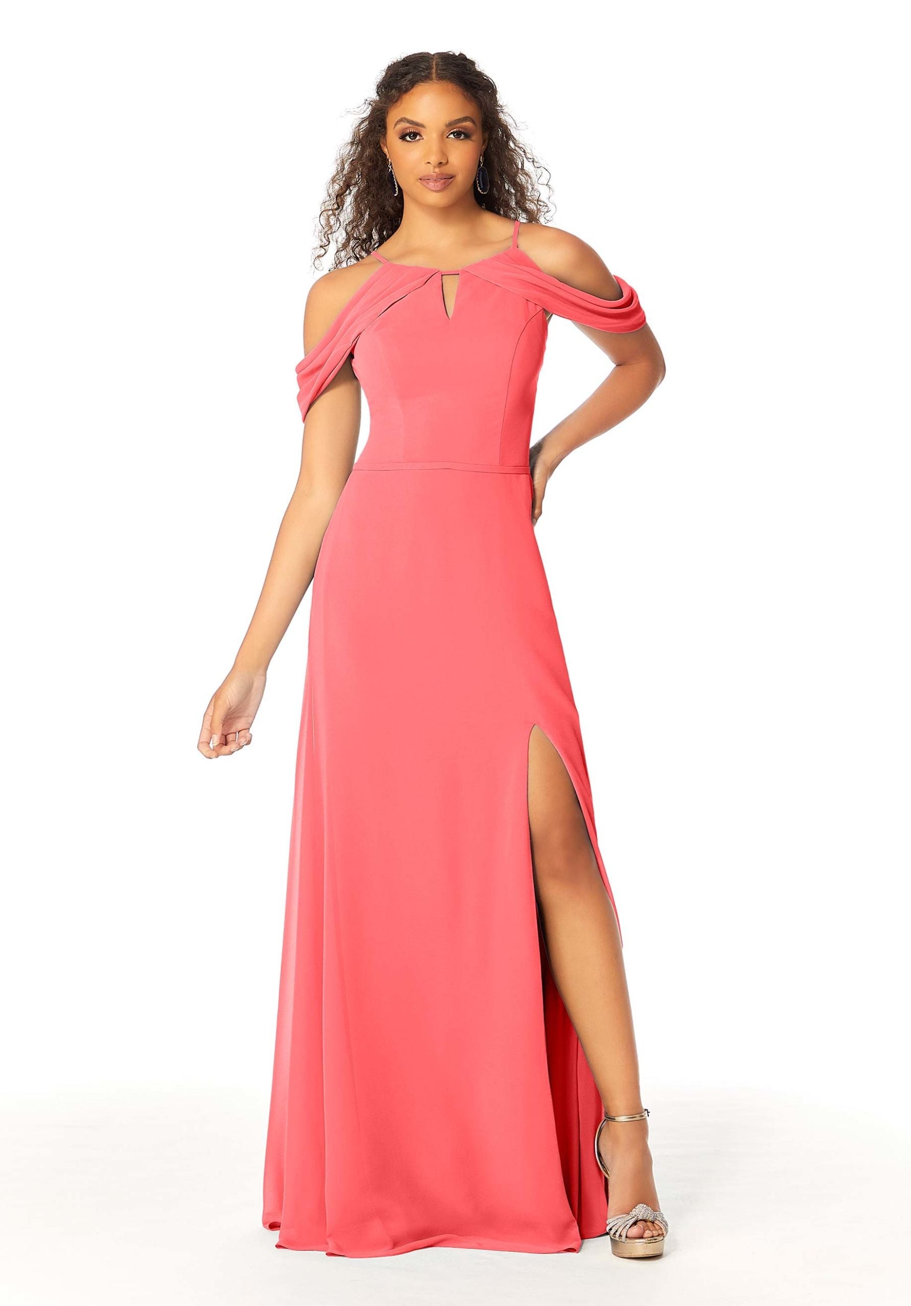 Formal Dresses Evening Formal Slit Fitted Long Dress MGNY Madeline Gardner New York 21809 Cantaloupe