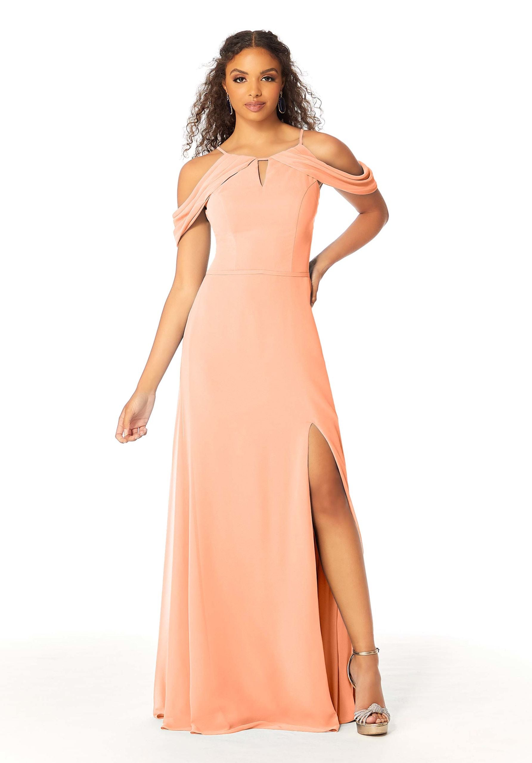 Formal Dresses Formal Slit Long Fitted Evening Dress MGNY Madeline Gardner New York 21809 Peach