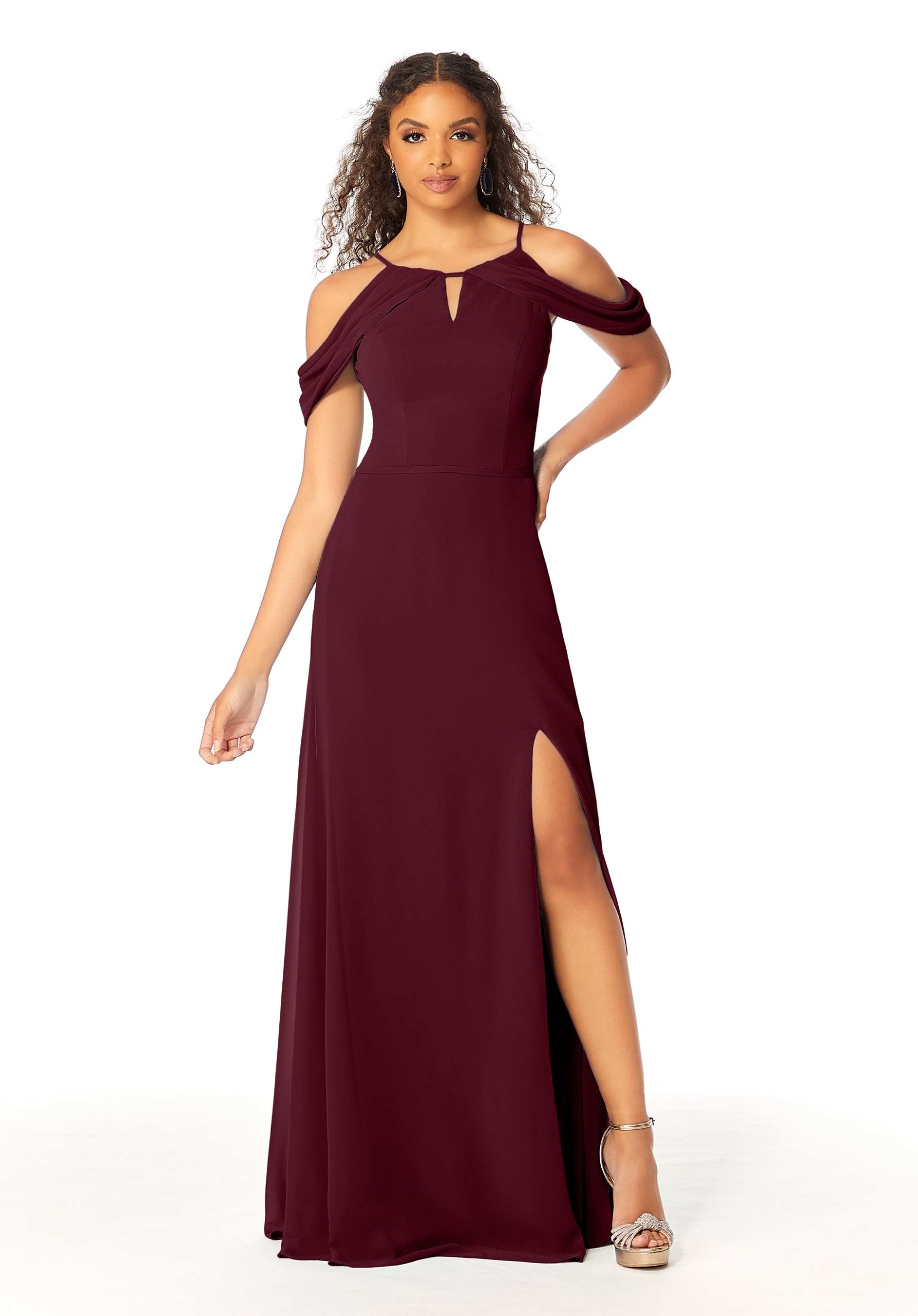 Formal Dresses Evening Formal Slit Fitted Long Dress MGNY Madeline Gardner New York 21809 Bordeaux