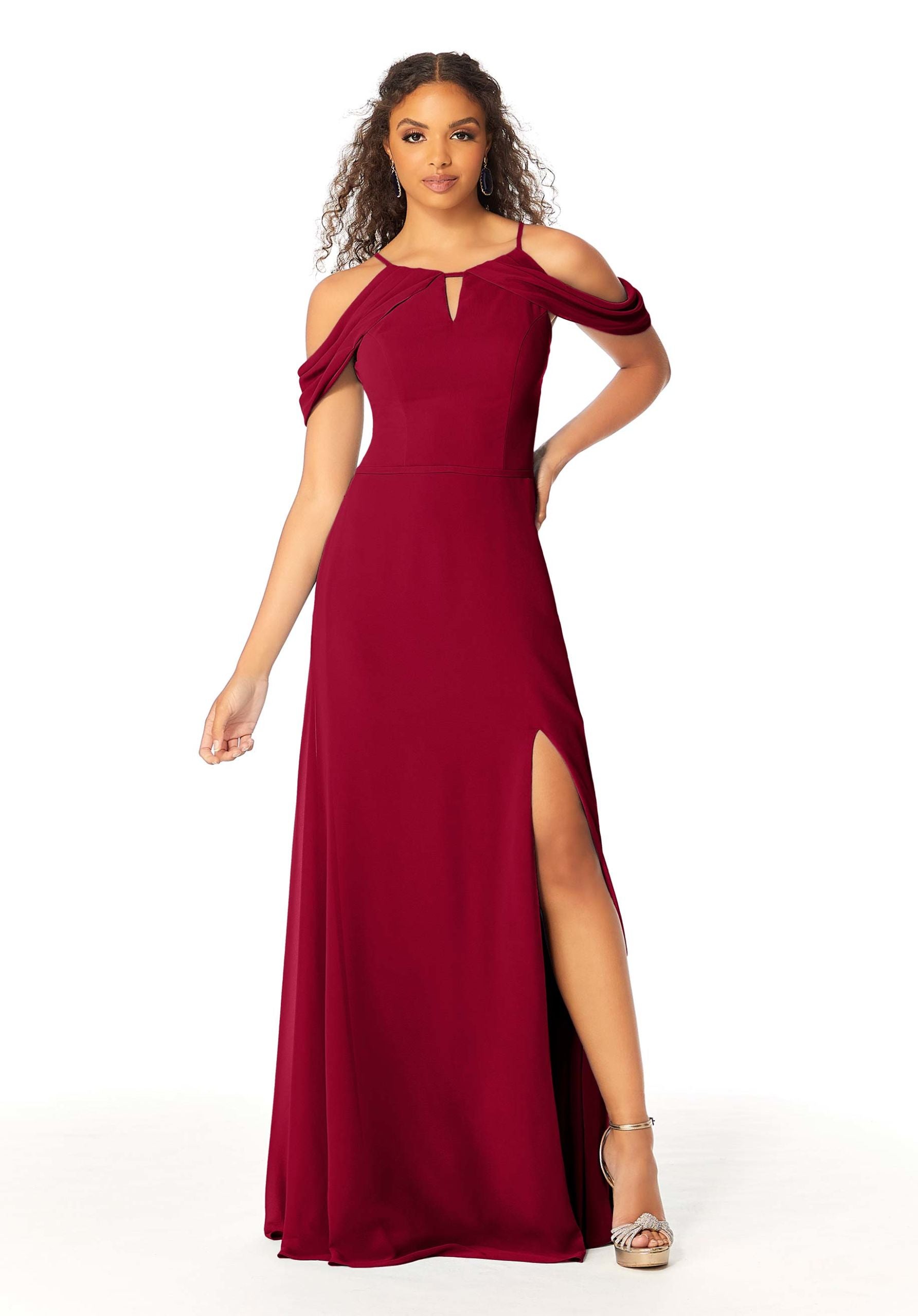 Formal Dresses Fitted Long Evening Formal Slit Dress MGNY Madeline Gardner New York 21809 Claret