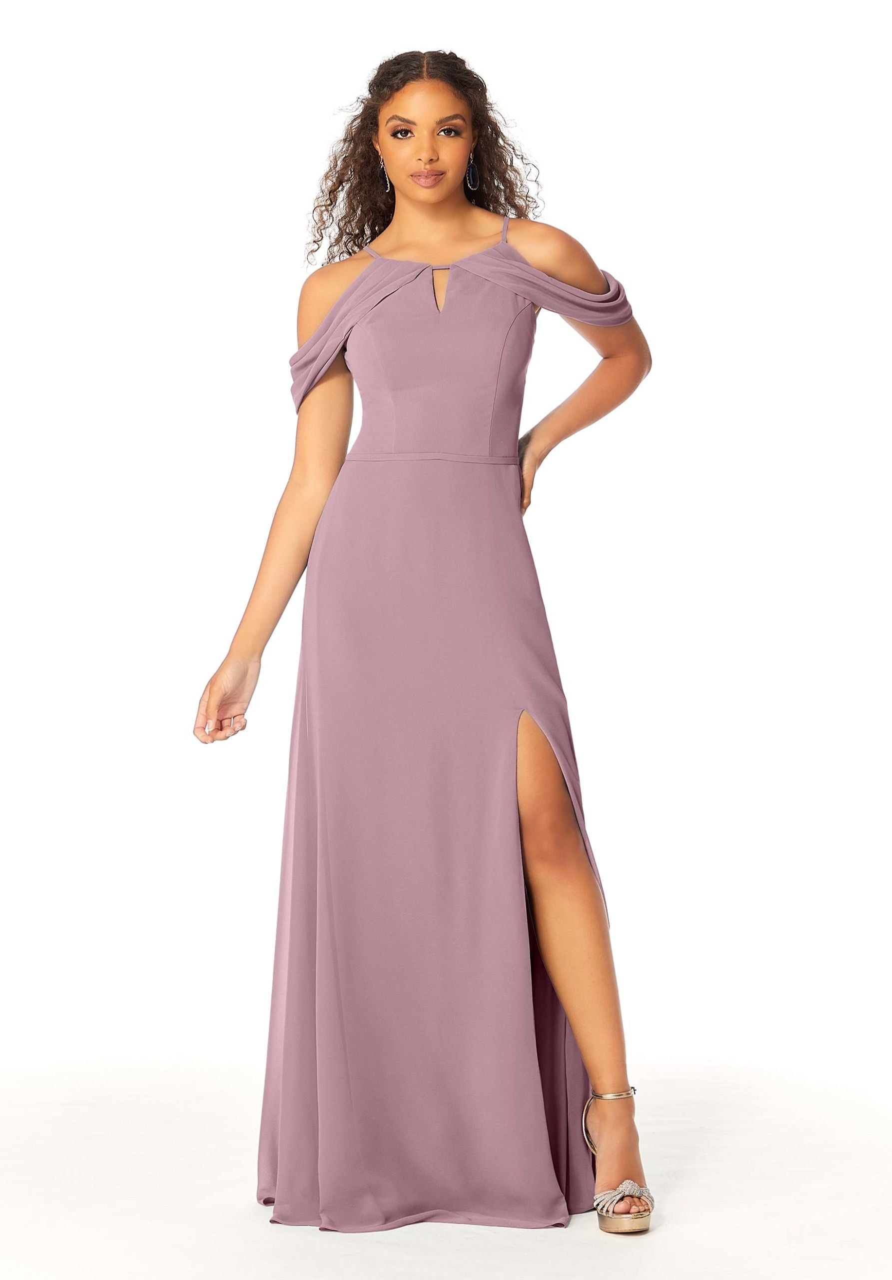 Formal Dresses Long Evening Formal Fitted Slit Dress MGNY Madeline Gardner New York 21809 French Lilac