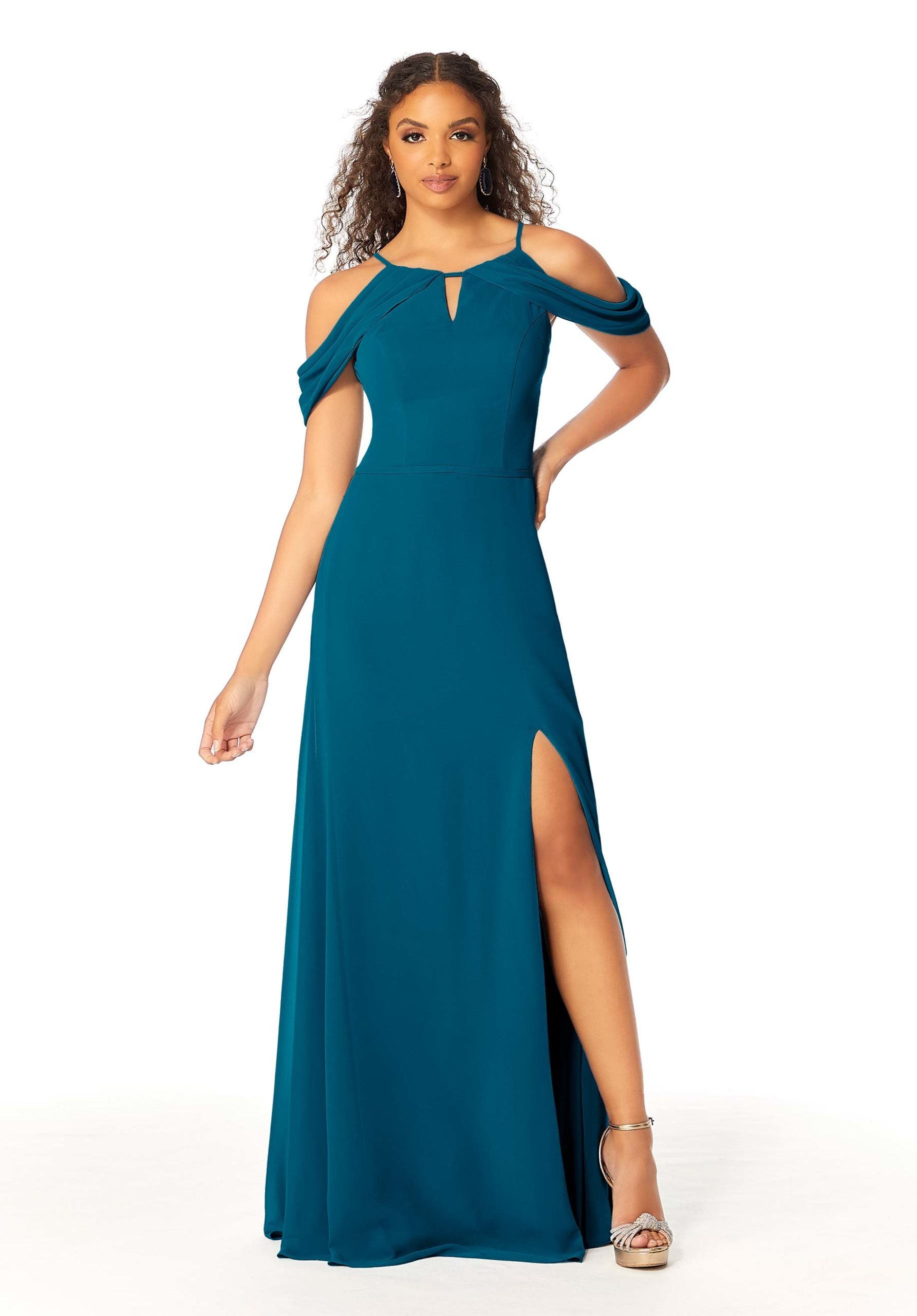 Formal Dresses Long Evening Formal Fitted Slit Dress MGNY Madeline Gardner New York 21809 Marine