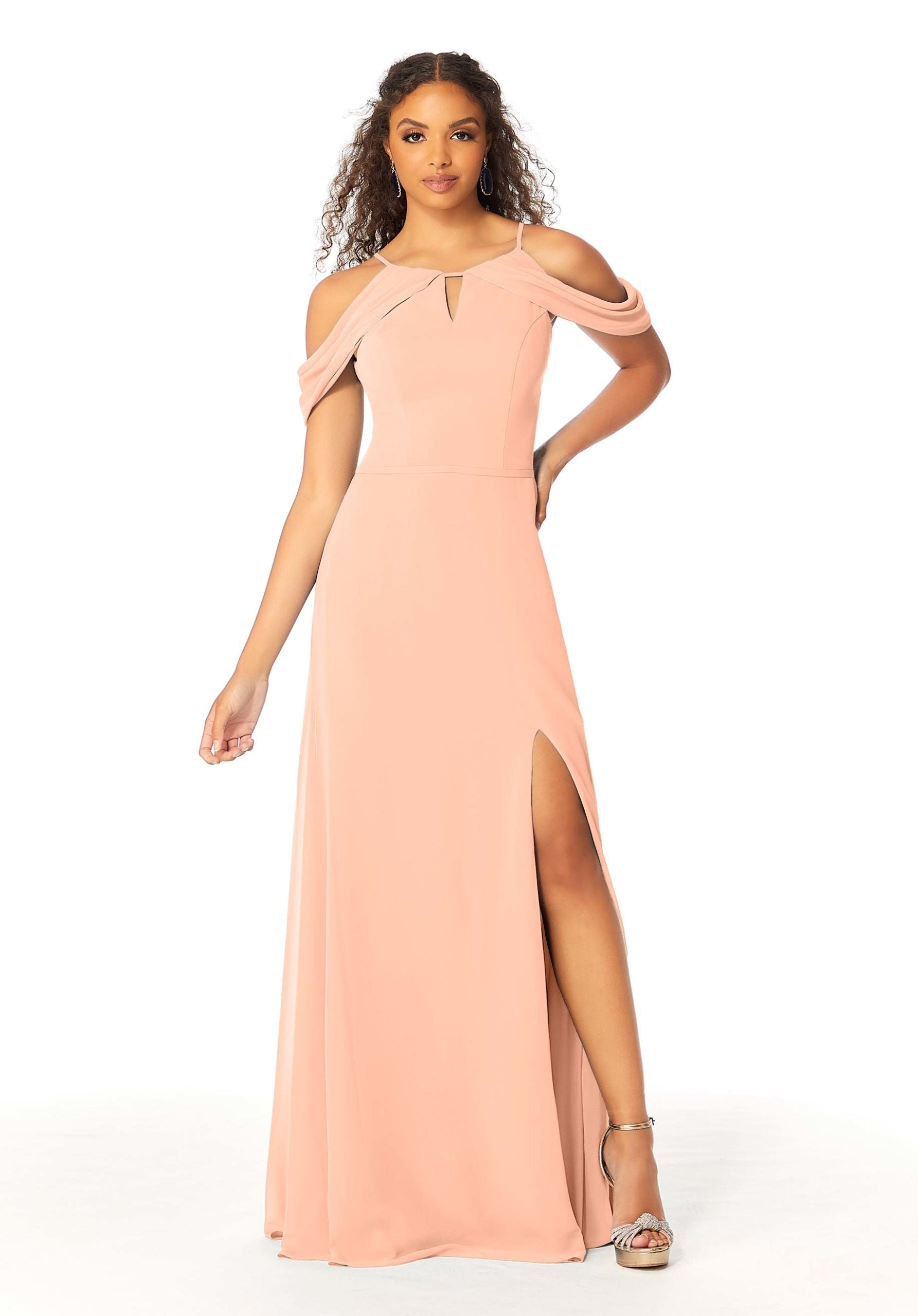 Formal Dresses Long Fitted Slit Formal Evening Dress MGNY Madeline Gardner New York 21809 Blush