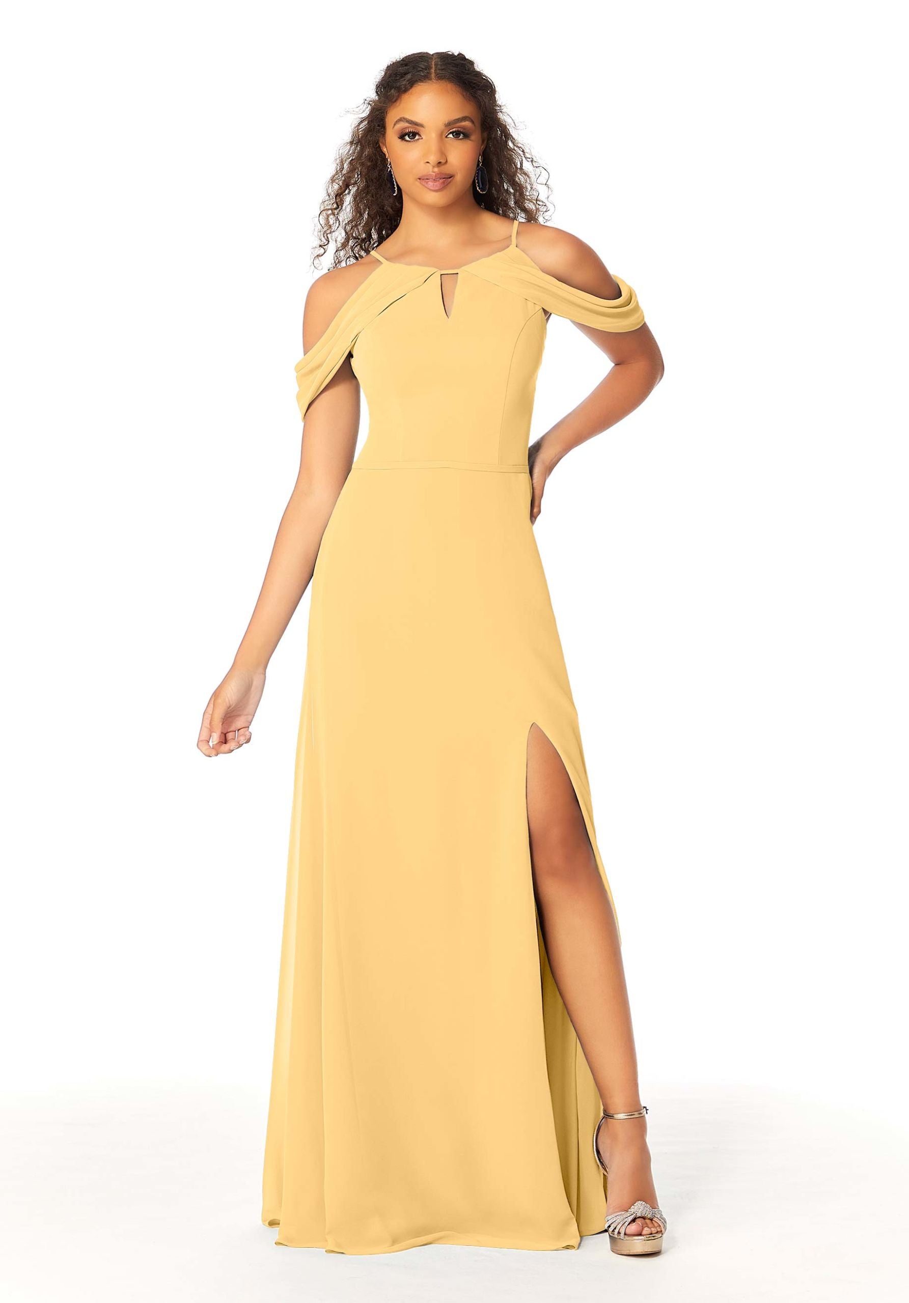 Formal Dresses Evening Formal Slit Fitted Long Dress MGNY Madeline Gardner New York 21809 Buttercup