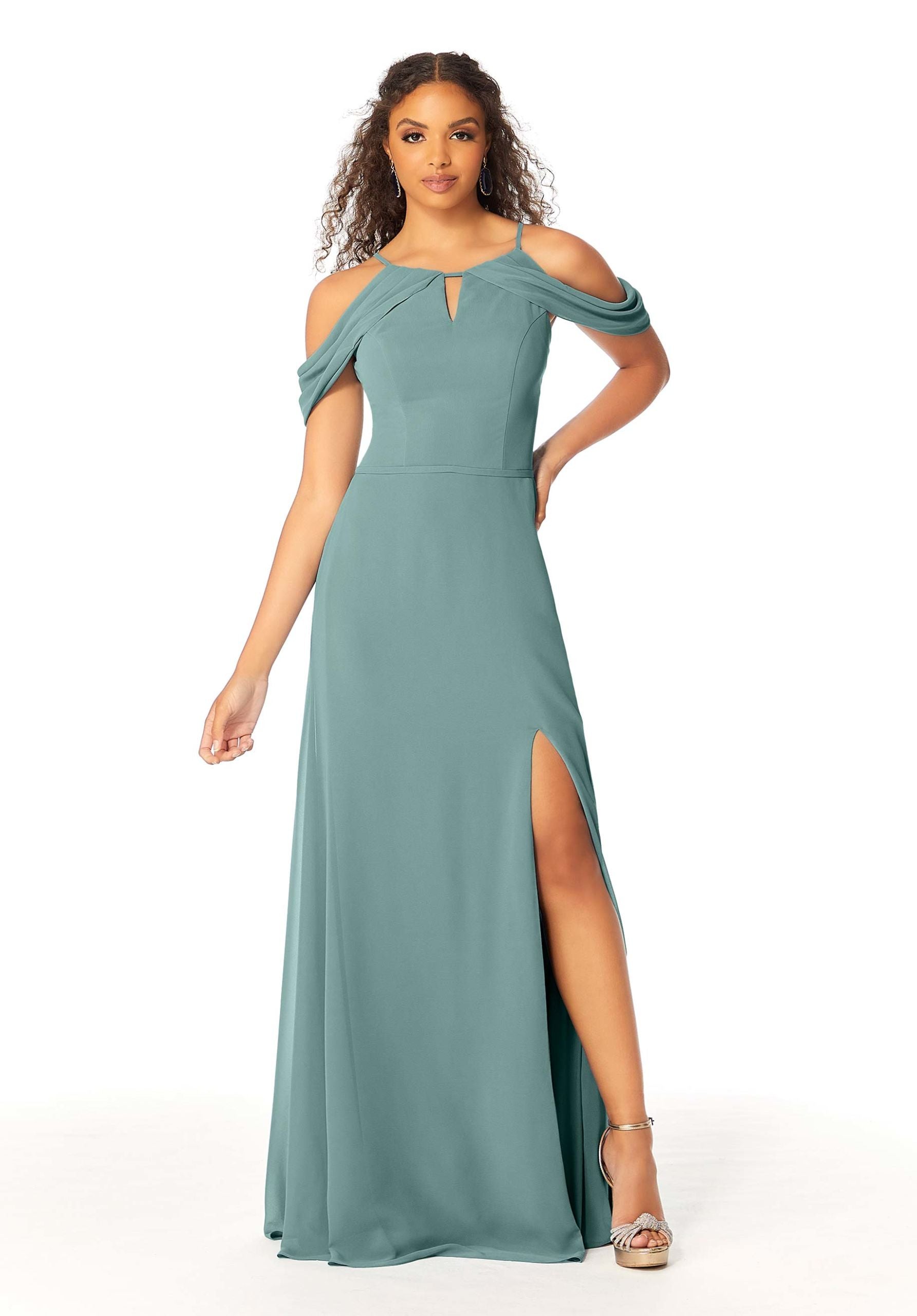 Formal Dresses Fitted Long Evening Formal Slit Dress MGNY Madeline Gardner New York 21809 Deep Sea