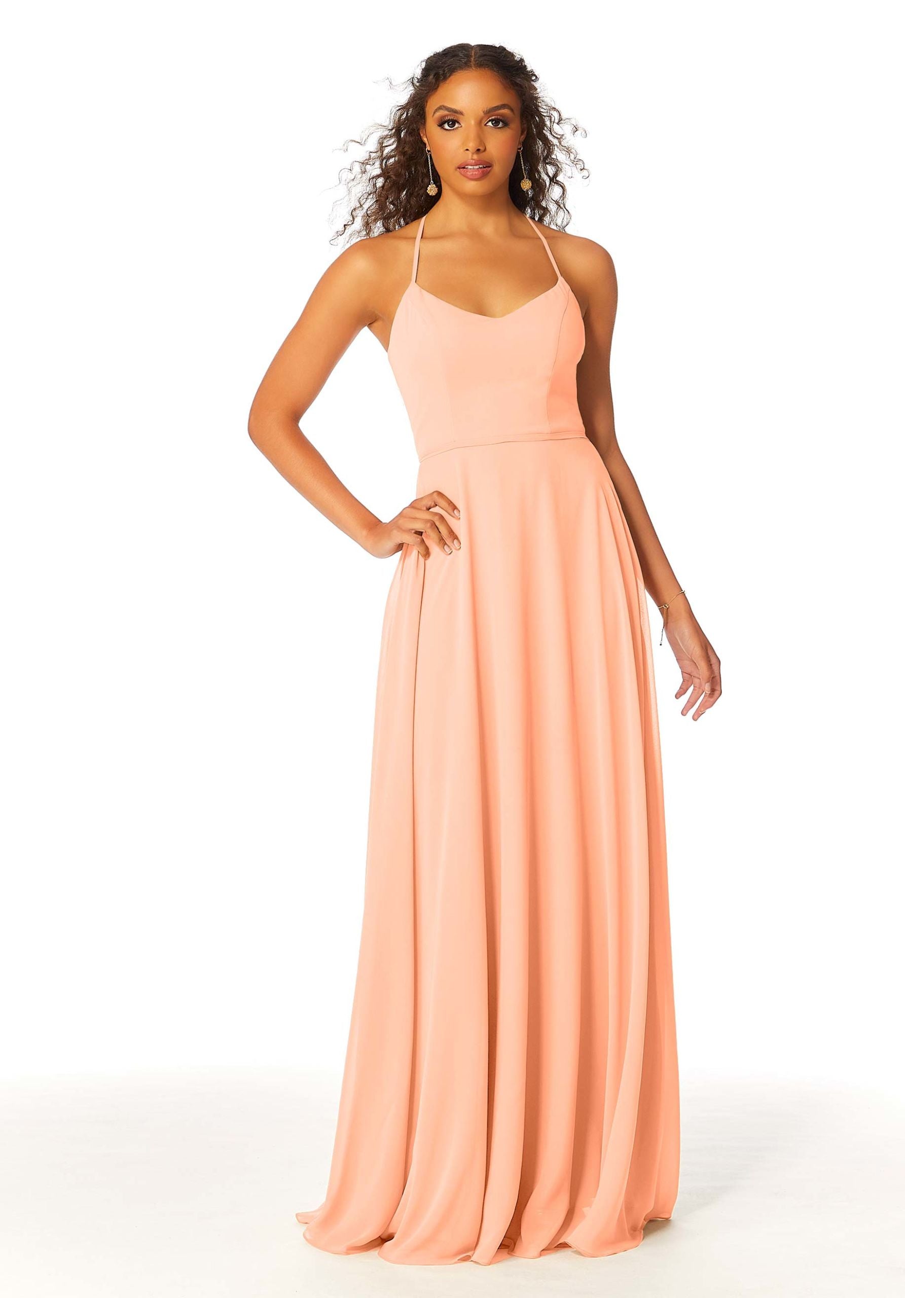Formal Dresses A Line Formal Long Evening Dress MGNY Madeline Gardner New York 21811 Peach