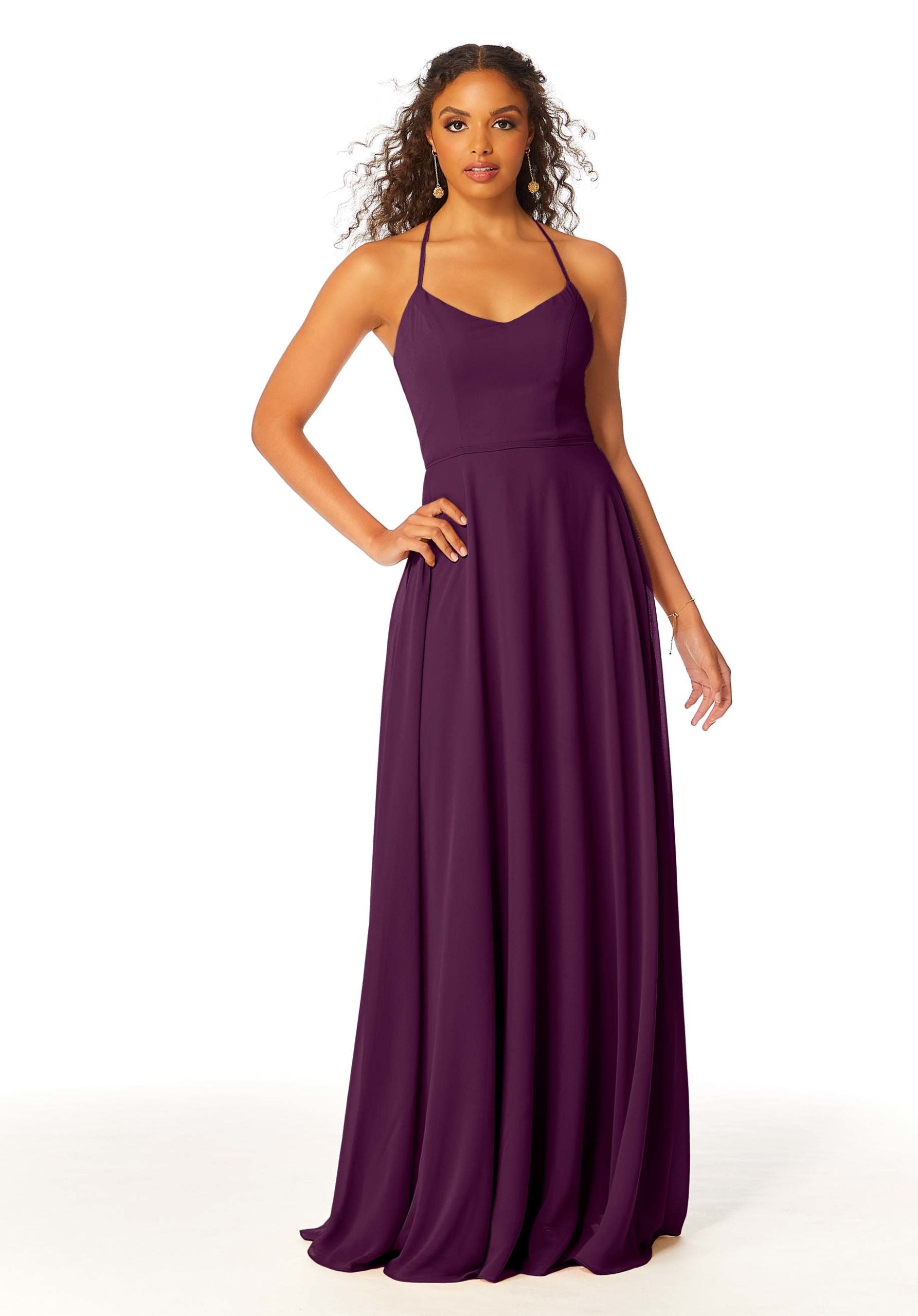 Formal Dresses A Line Long Formal Evening Dress MGNY Madeline Gardner New York 21811 Eggplant