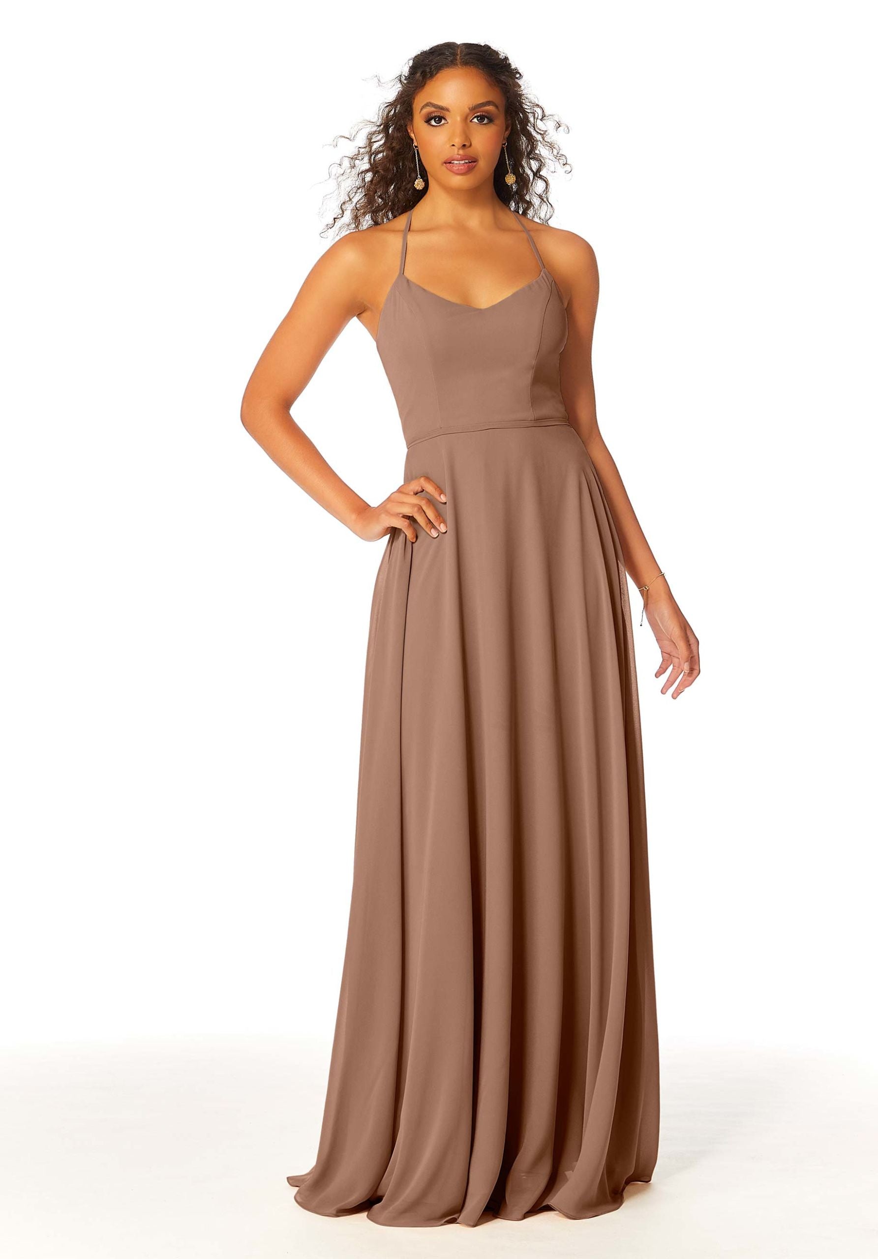 Formal Dresses A Line Long Formal Evening Dress MGNY Madeline Gardner New York 21811 Fawn