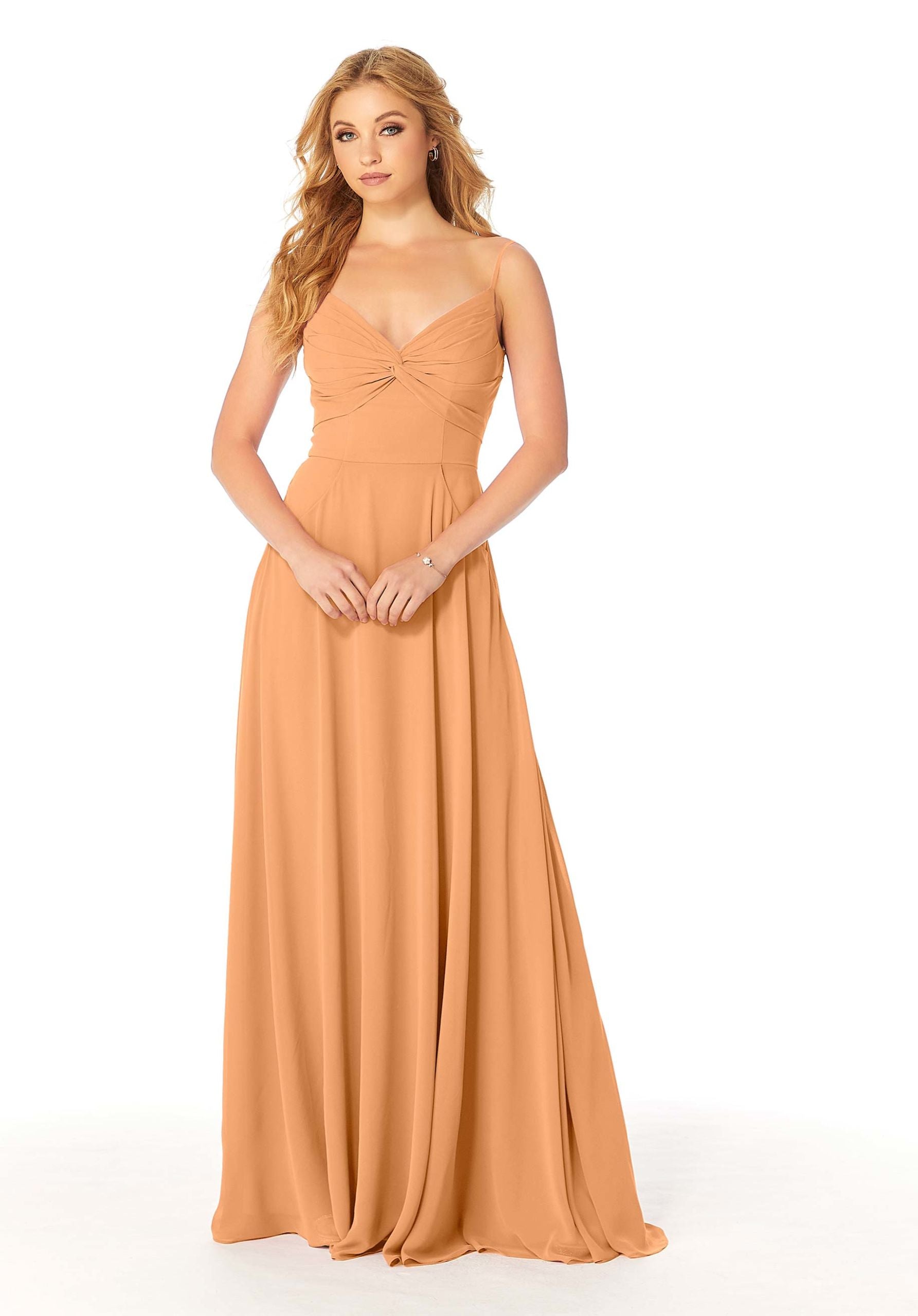 Formal Dresses Pleated Long A Line Formal Dress MGNY Madeline Gardner New York 21814 Sorbet