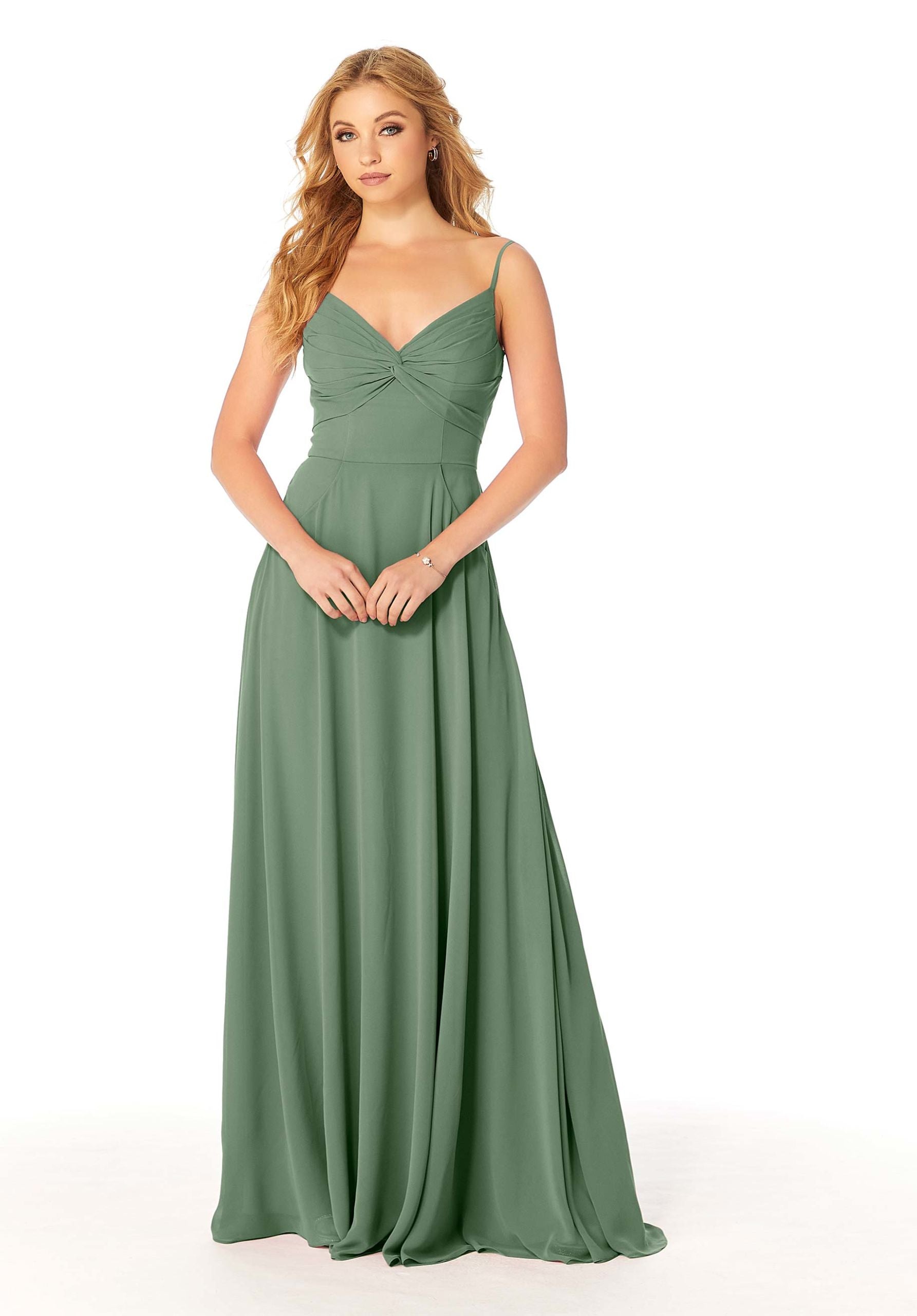 Formal Dresses Long Formal Pleated A Line Dress MGNY Madeline Gardner New York 21814 Moss
