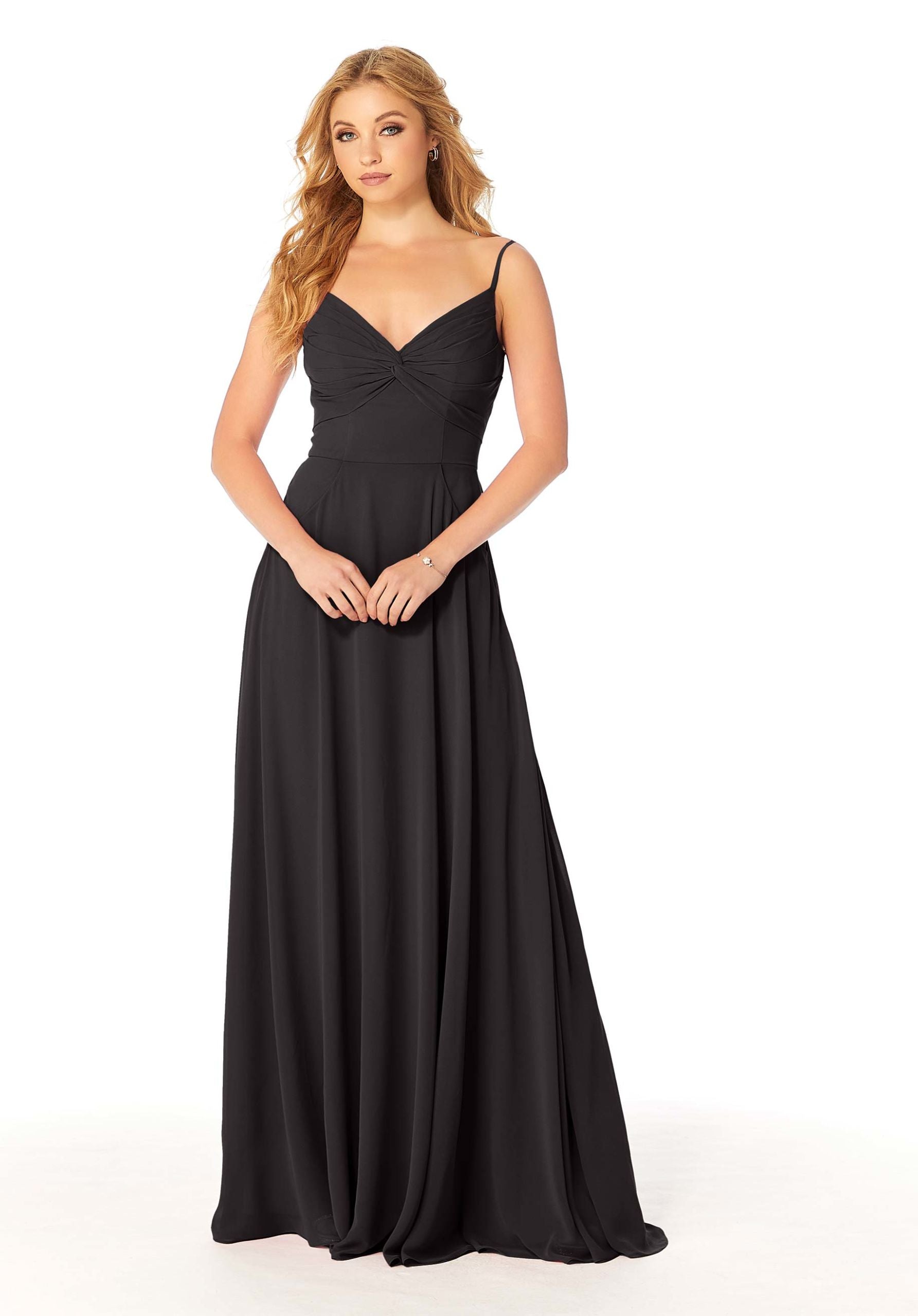 Formal Dresses Long Pleated A Line Formal Dress MGNY Madeline Gardner New York 21814 Black