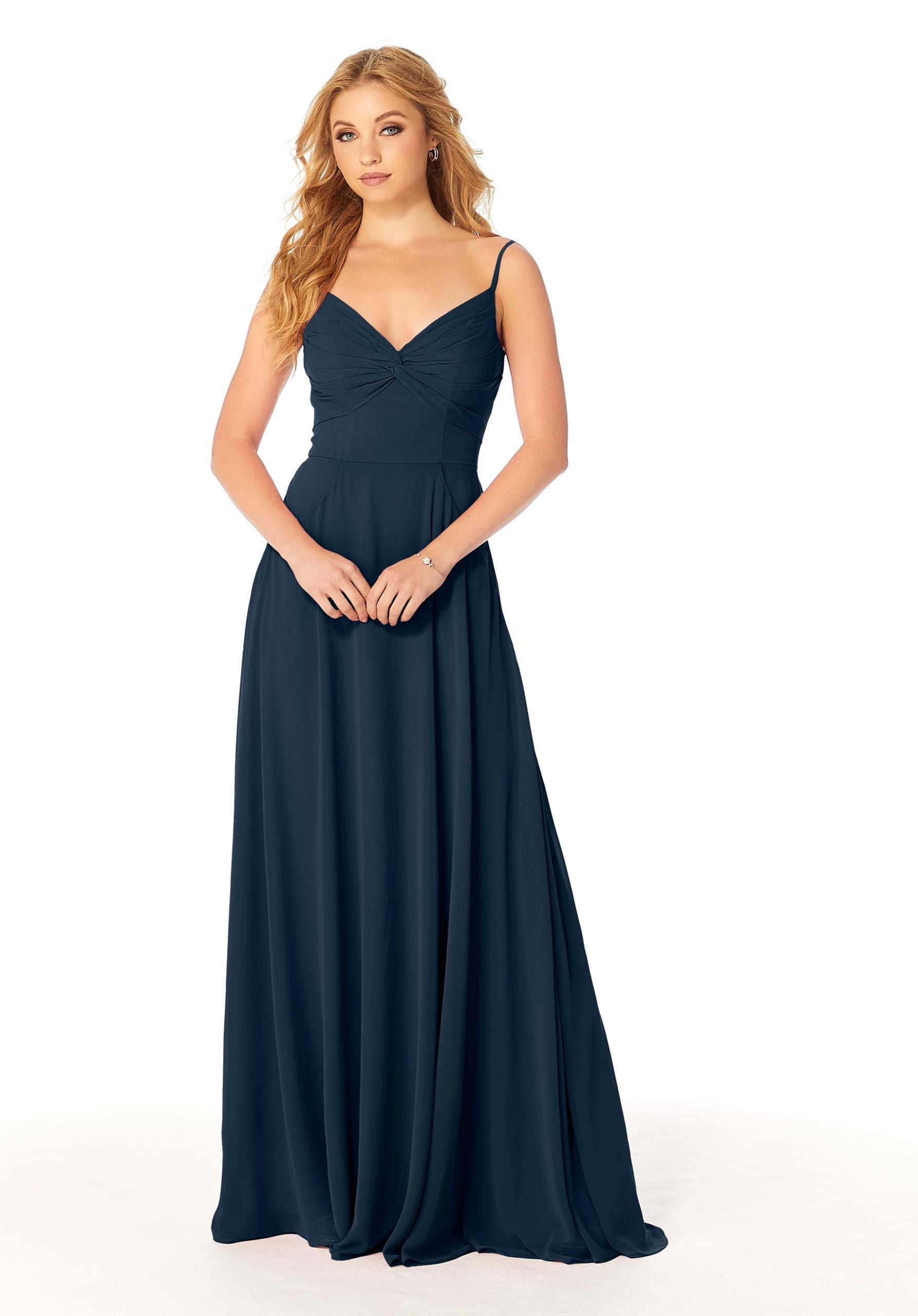 Formal Dresses A Line Pleated Long Formal Dress MGNY Madeline Gardner New York 21814 Navy