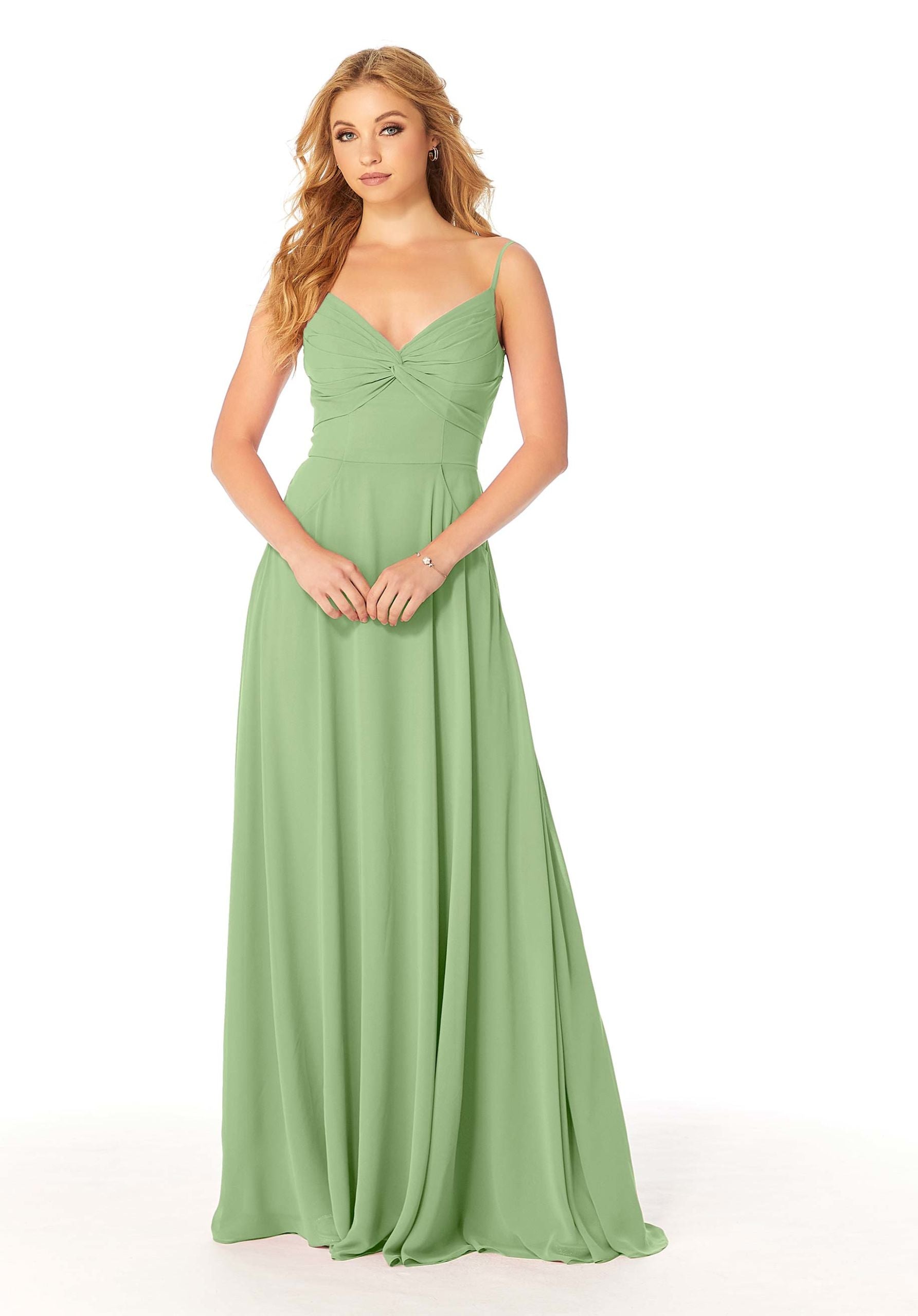 Formal Dresses Formal Pleated Long A Line Dress MGNY Madeline Gardner New York 21814 Sage