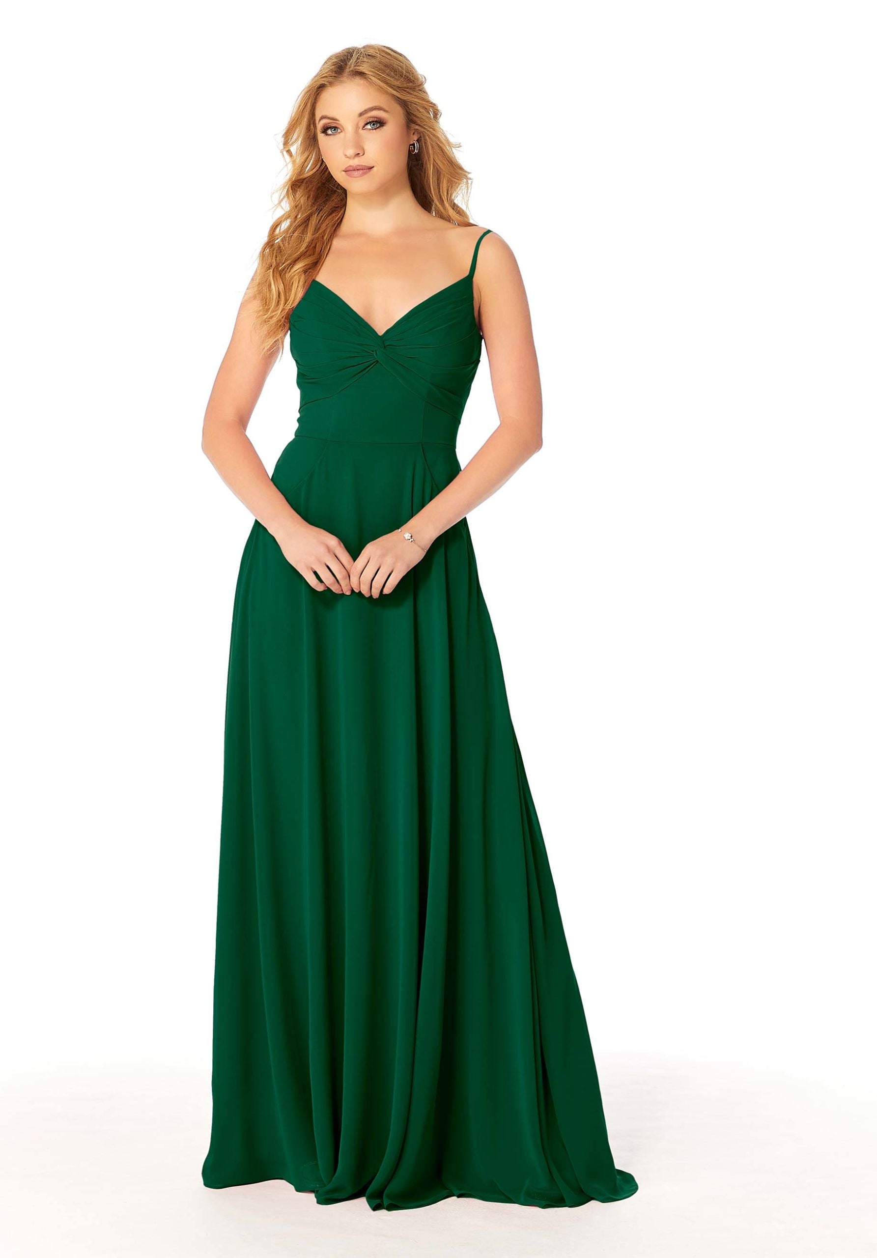 Formal Dresses Pleated Formal A Line Long Dress MGNY Madeline Gardner New York 21814 Emerald