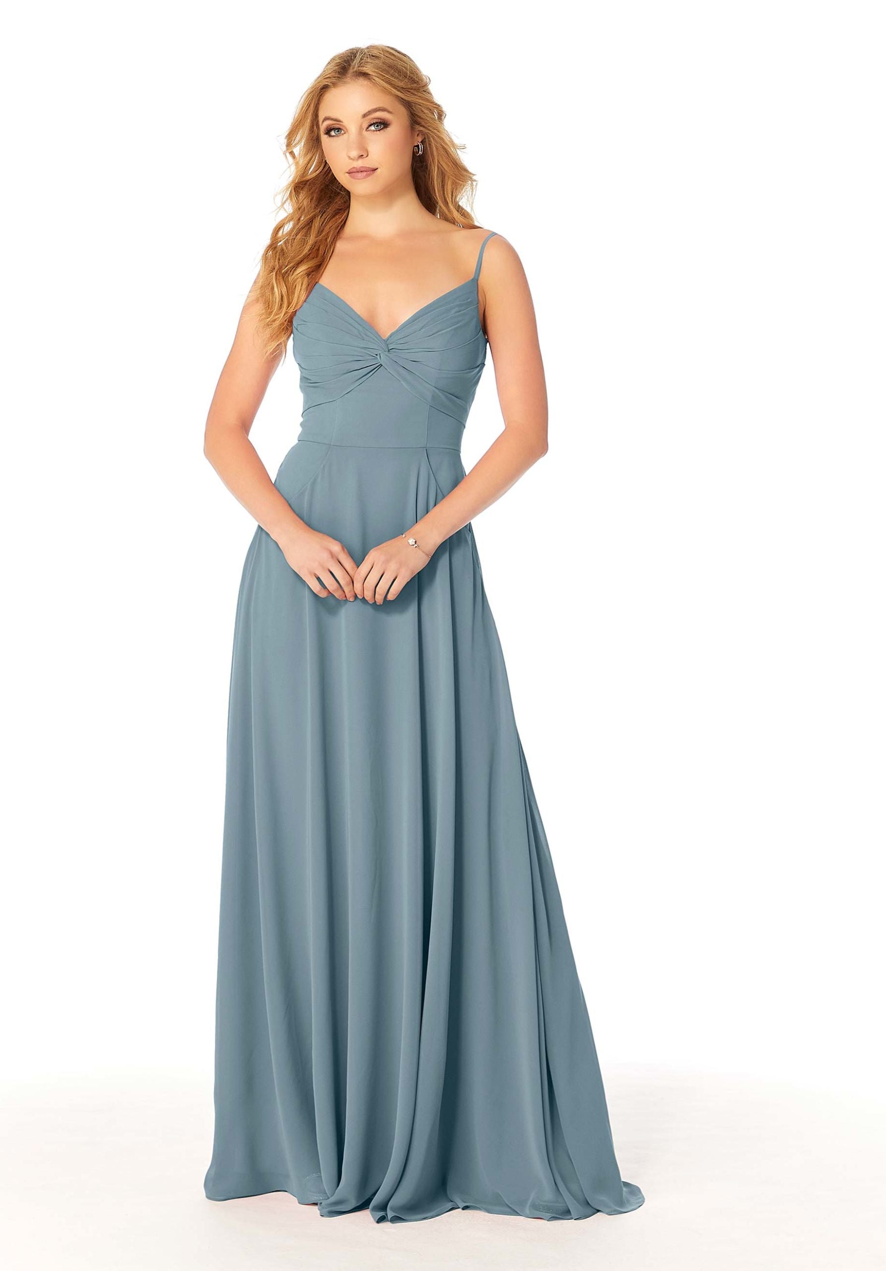 Formal Dresses Formal Pleated Long A Line Dress MGNY Madeline Gardner New York 21814 Slate