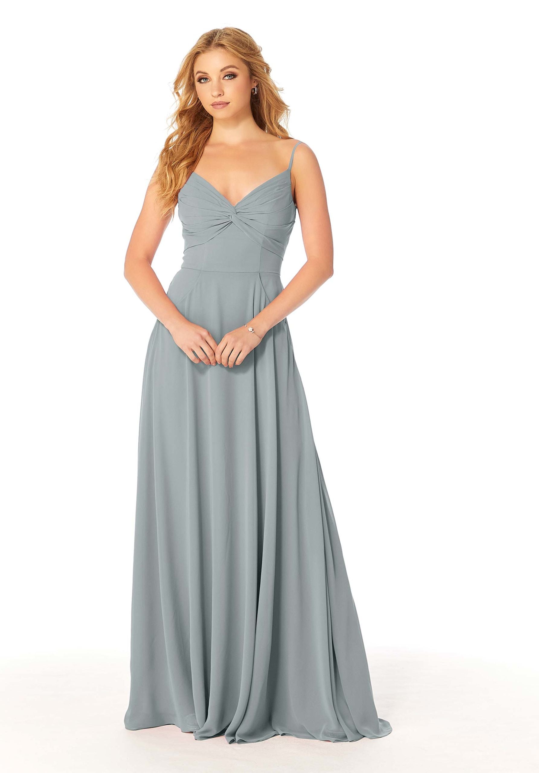 Formal Dresses Pleated Formal A Line Long Dress MGNY Madeline Gardner New York 21814 Dove