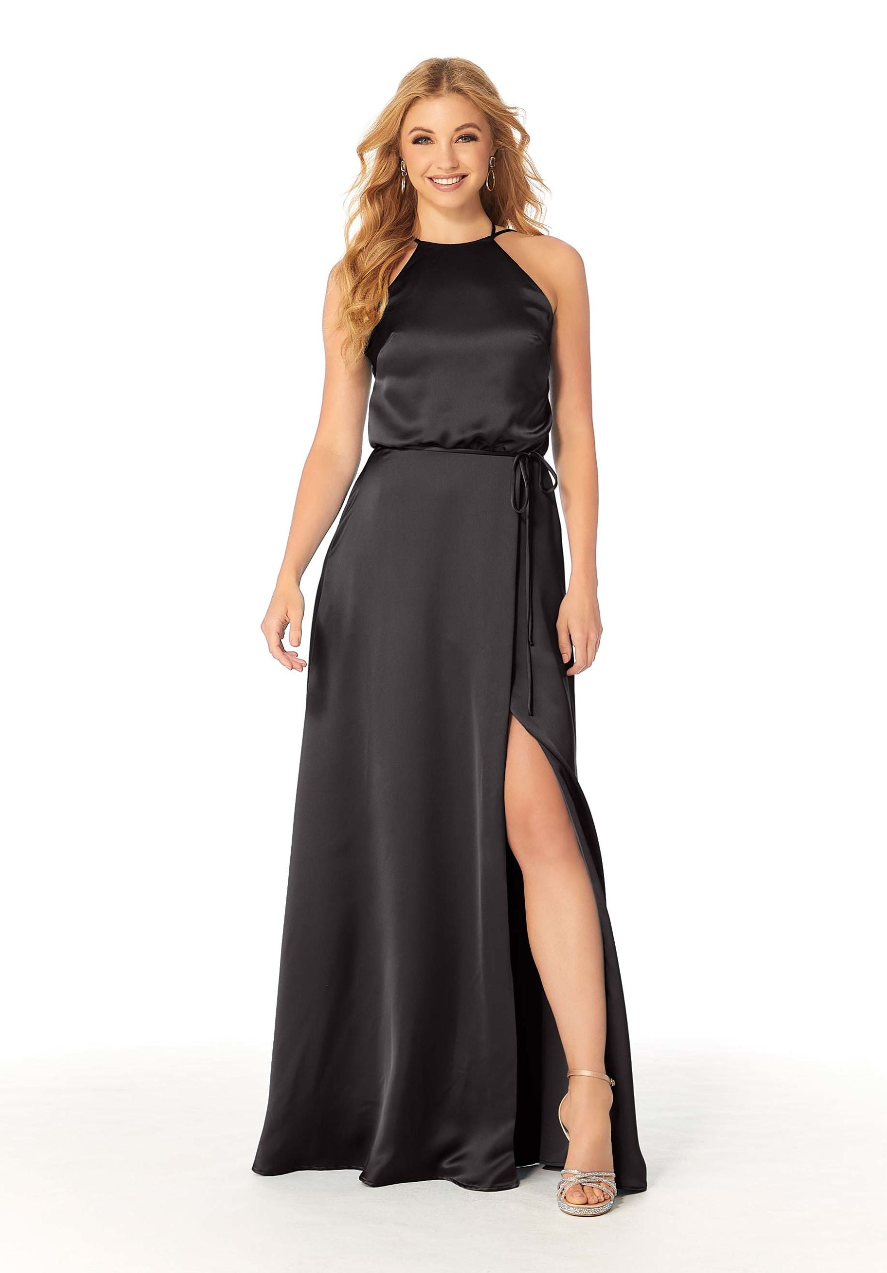 Formal Dresses Long Formal Evening A Line Slit Dress MGNY Madeline Gardner New York 21815 Black