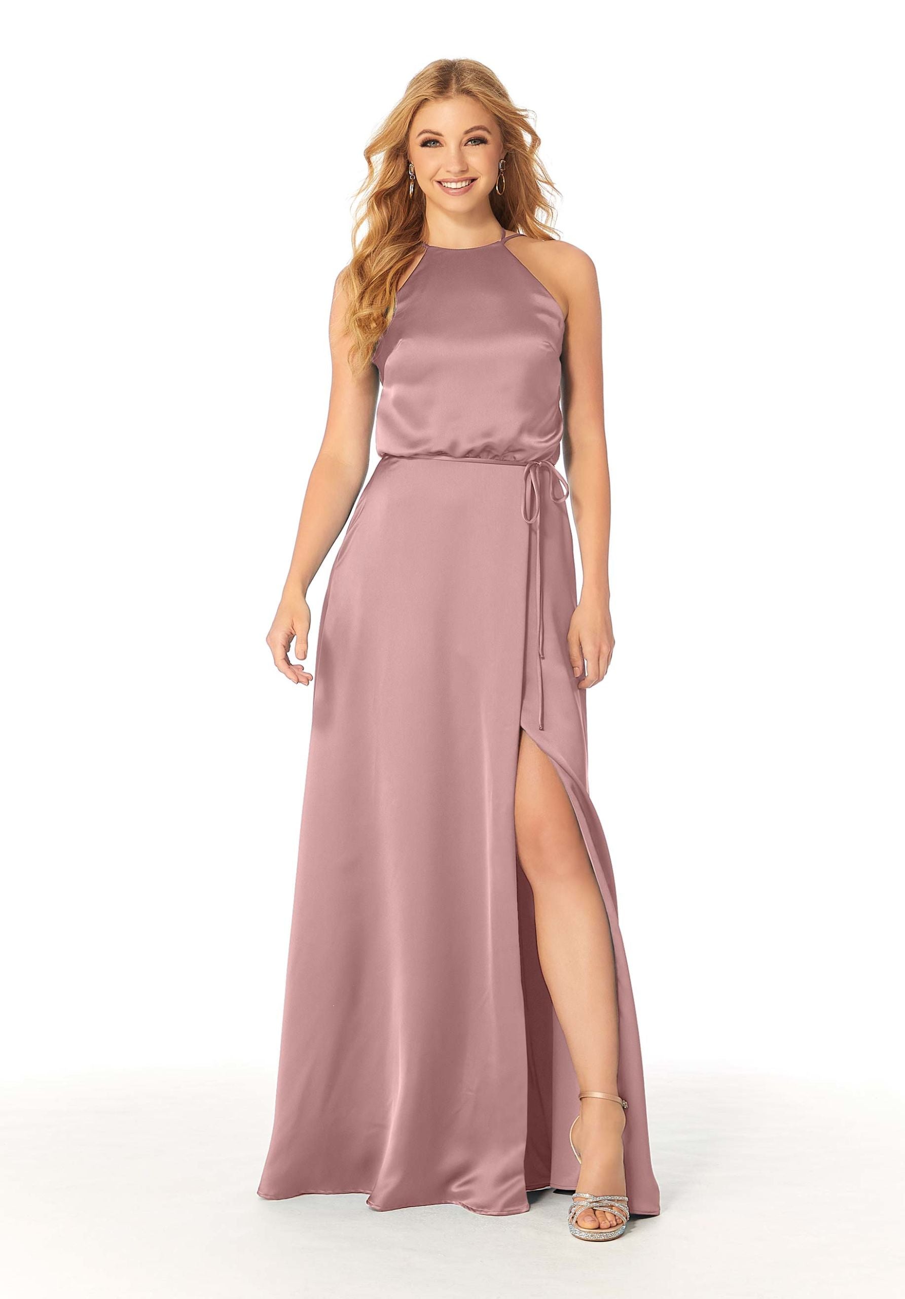 Formal Dresses Long Formal Evening A Line Slit Dress MGNY Madeline Gardner New York 21815 Desert Rose