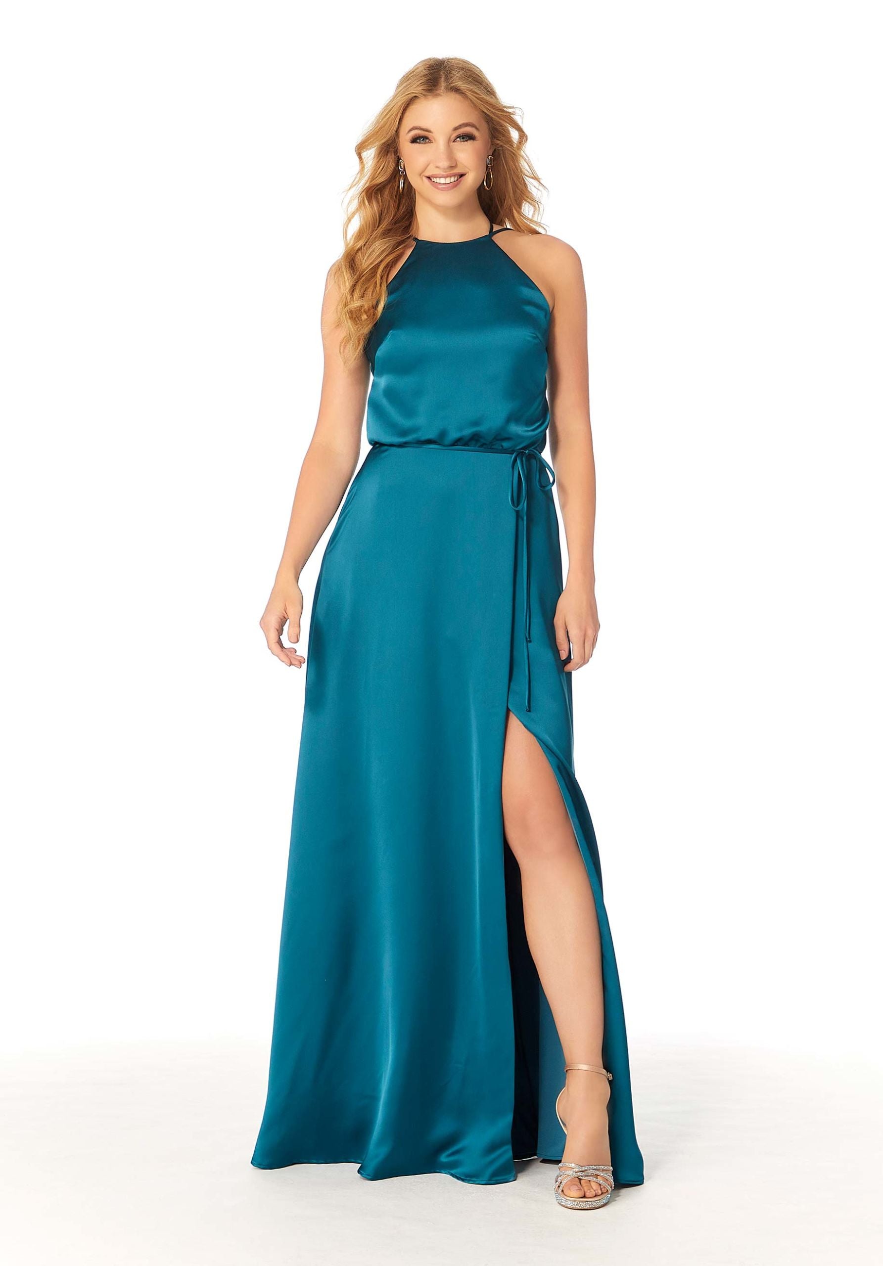 Formal Dresses Slit Long A Line Formal Dress MGNY Madeline Gardner New York 21815 Teal