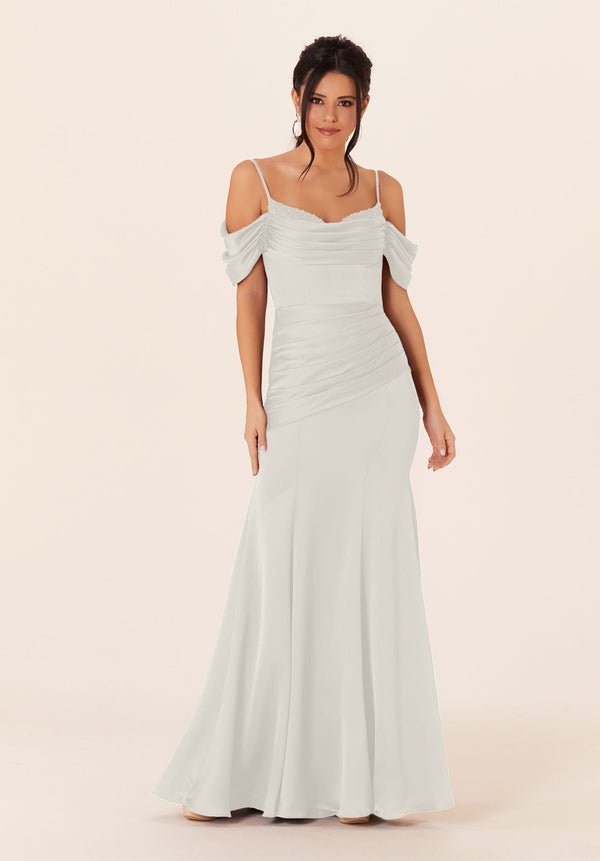 Ruffle Pleated Long Bridal Wedding Dress MGNY Madeline Gardner New York 21821