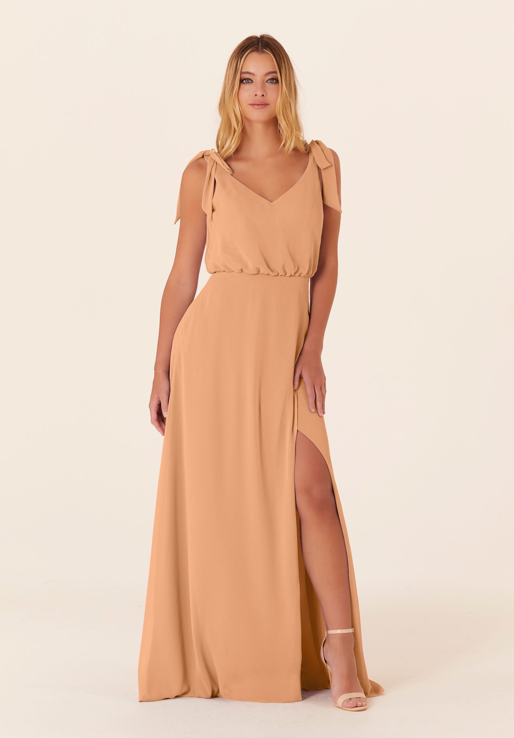 Formal Dresses Evening Slit Long Formal A Line Dress MGNY Madeline Gardner New York 21824 Sorbet