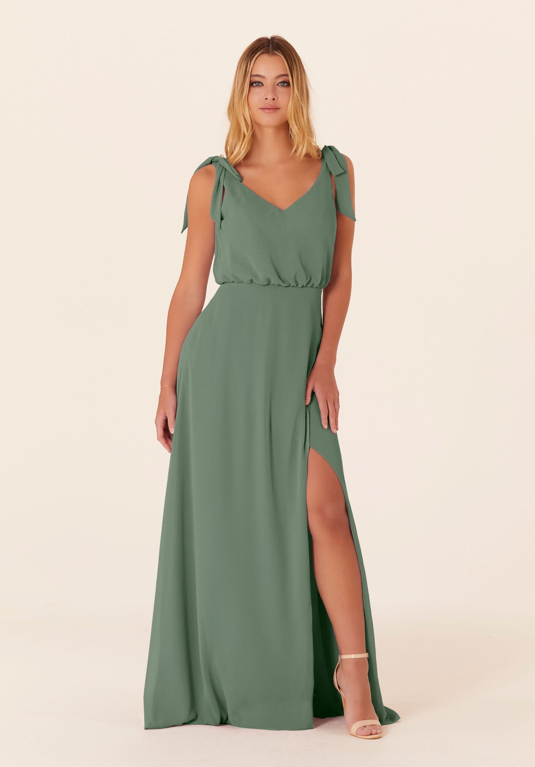 Formal Dresses Long Evening Slit A Line Formal Dress MGNY Madeline Gardner New York 21824 Moss