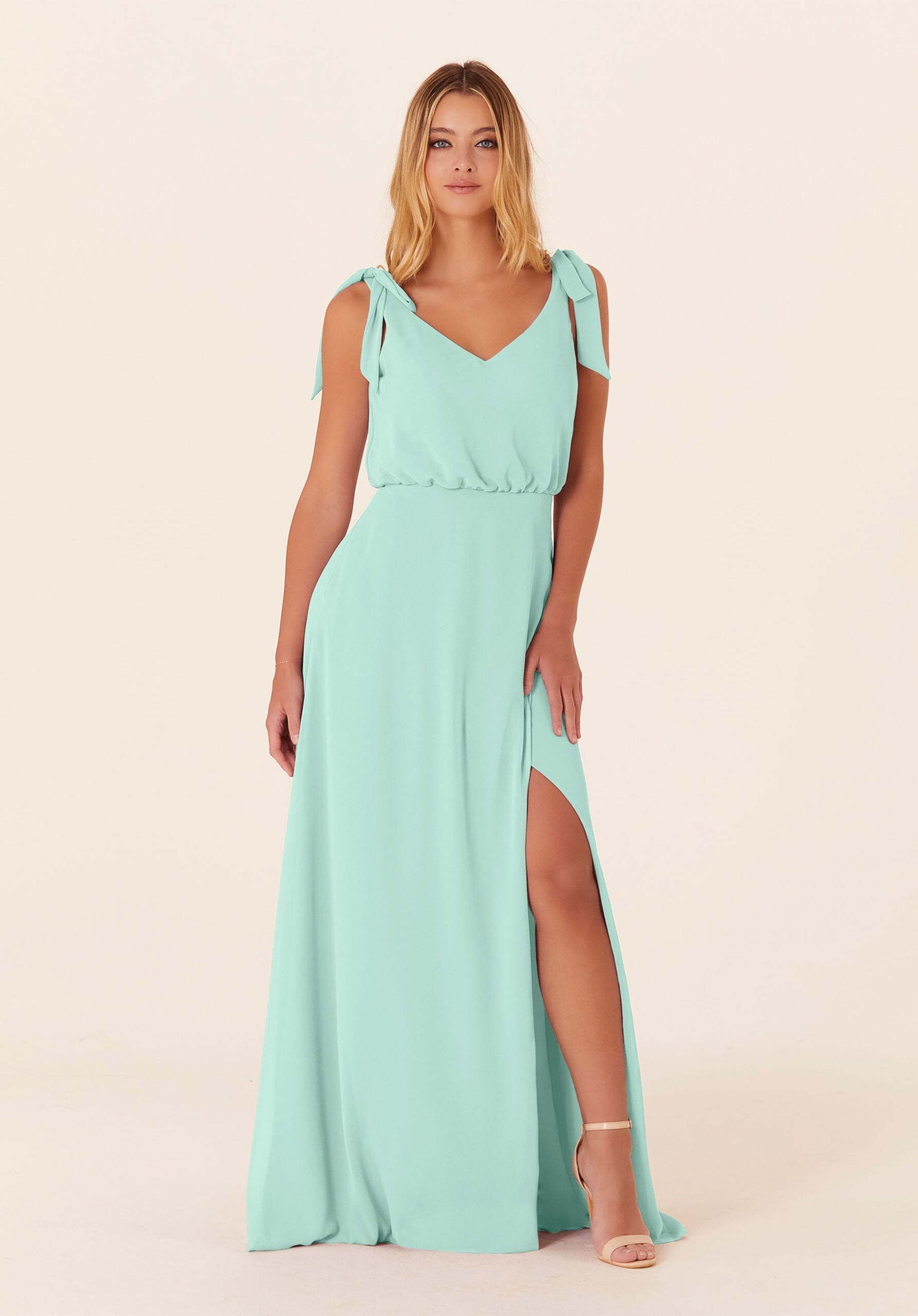Formal Dresses Long Evening Slit A Line Formal Dress MGNY Madeline Gardner New York 21824 Mint