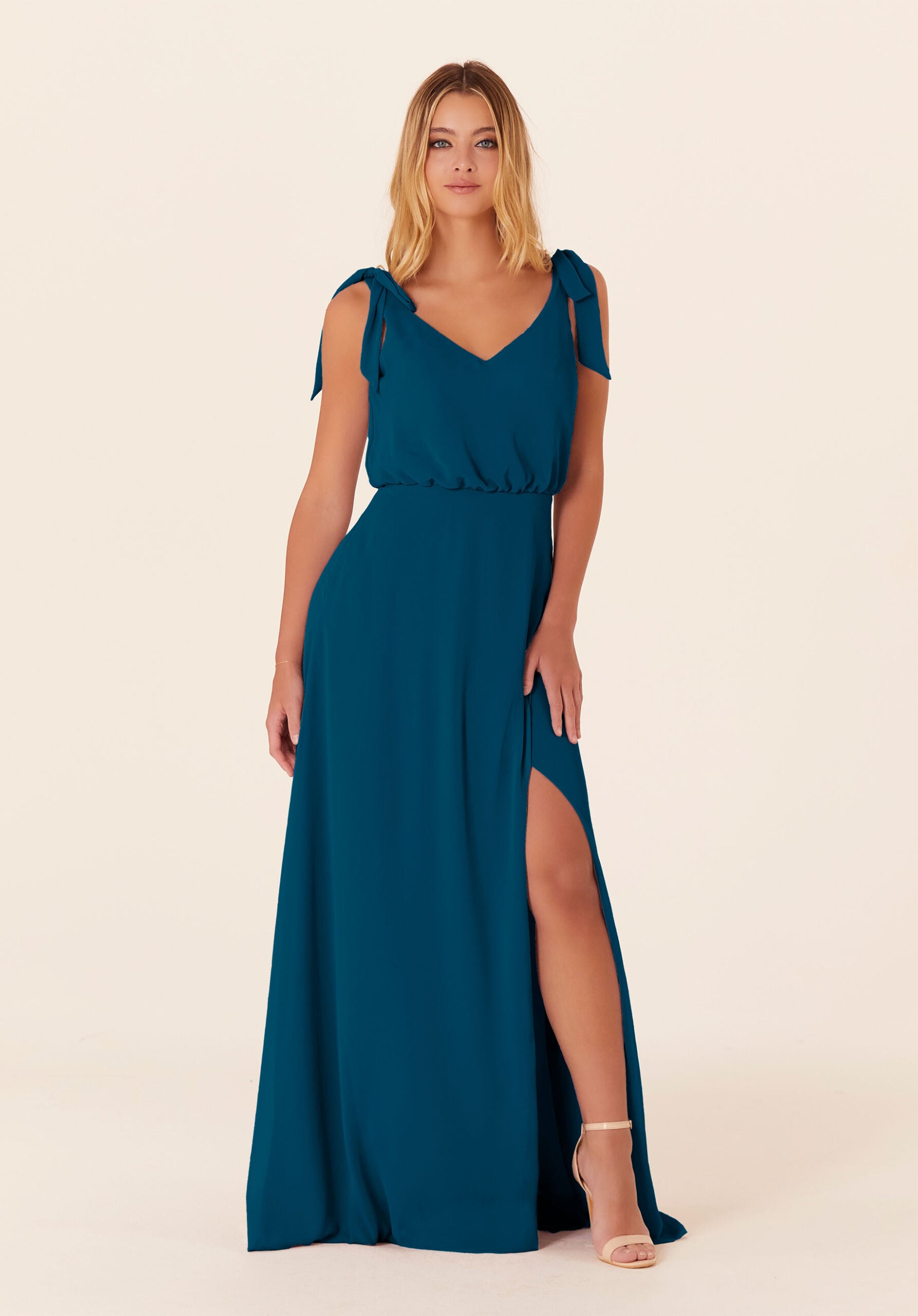 Formal Dresses Slit Formal Evening Long Dress MGNY Madeline Gardner New York 21824 Marine