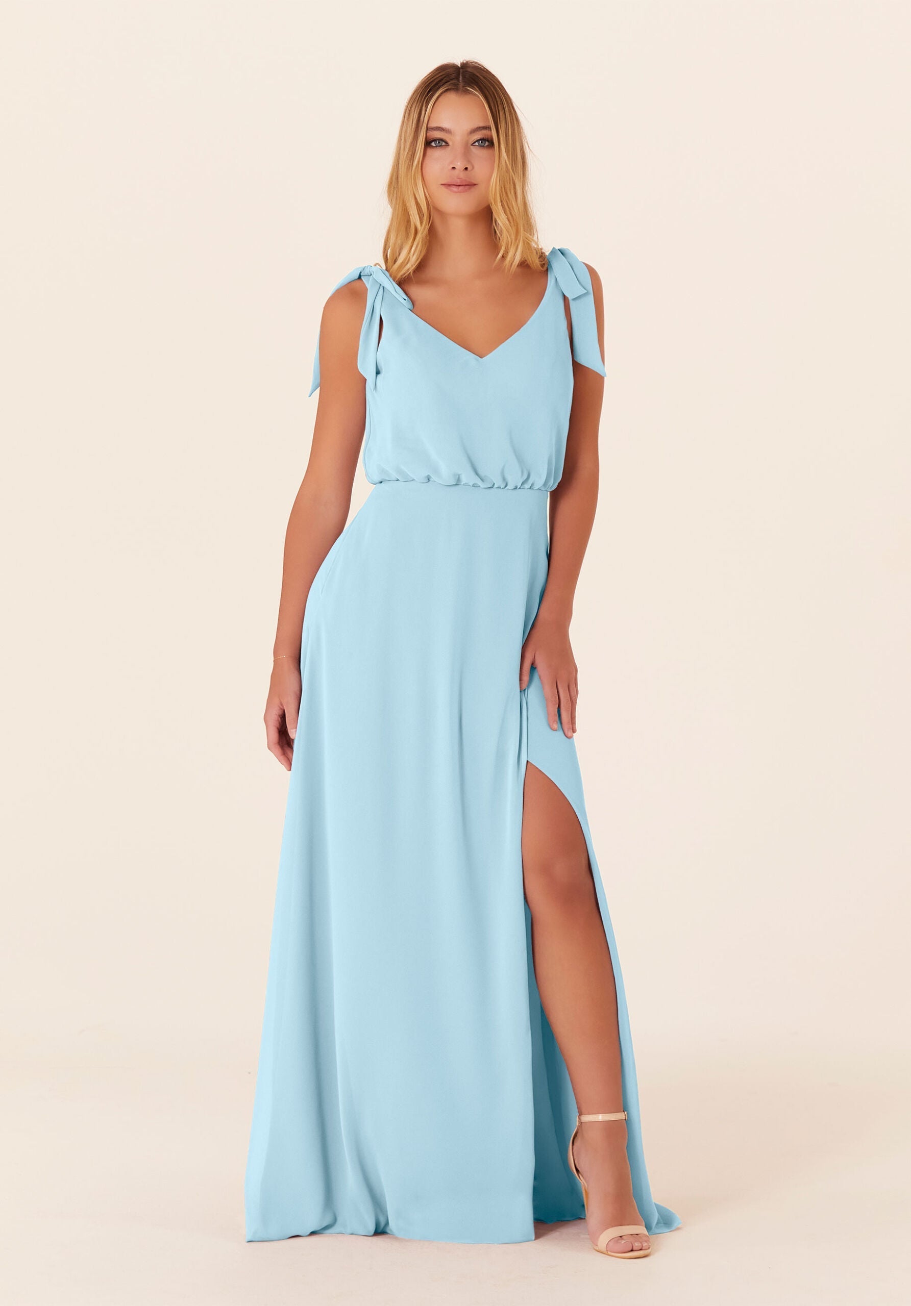 Formal Dresses Slit A Line Evening Long Formal Dress MGNY Madeline Gardner New York 21824 Sky