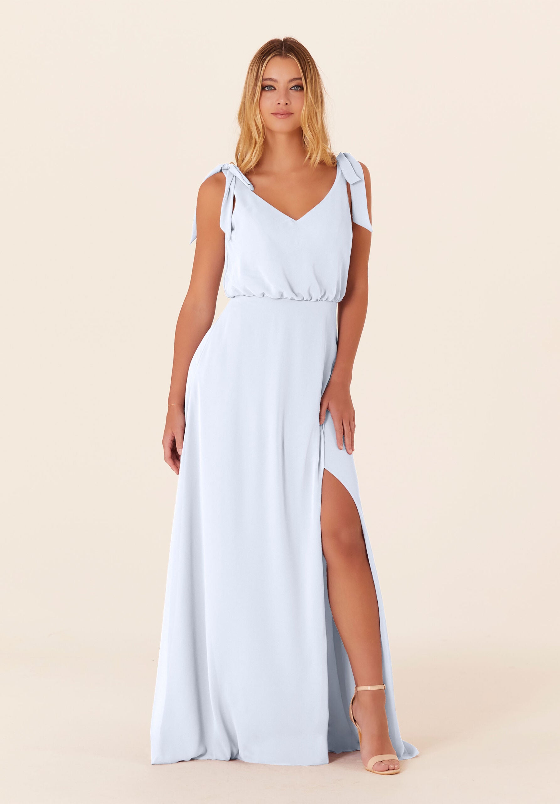 Formal Dresses Slit A Line Evening Long Formal Dress MGNY Madeline Gardner New York 21824 Fog