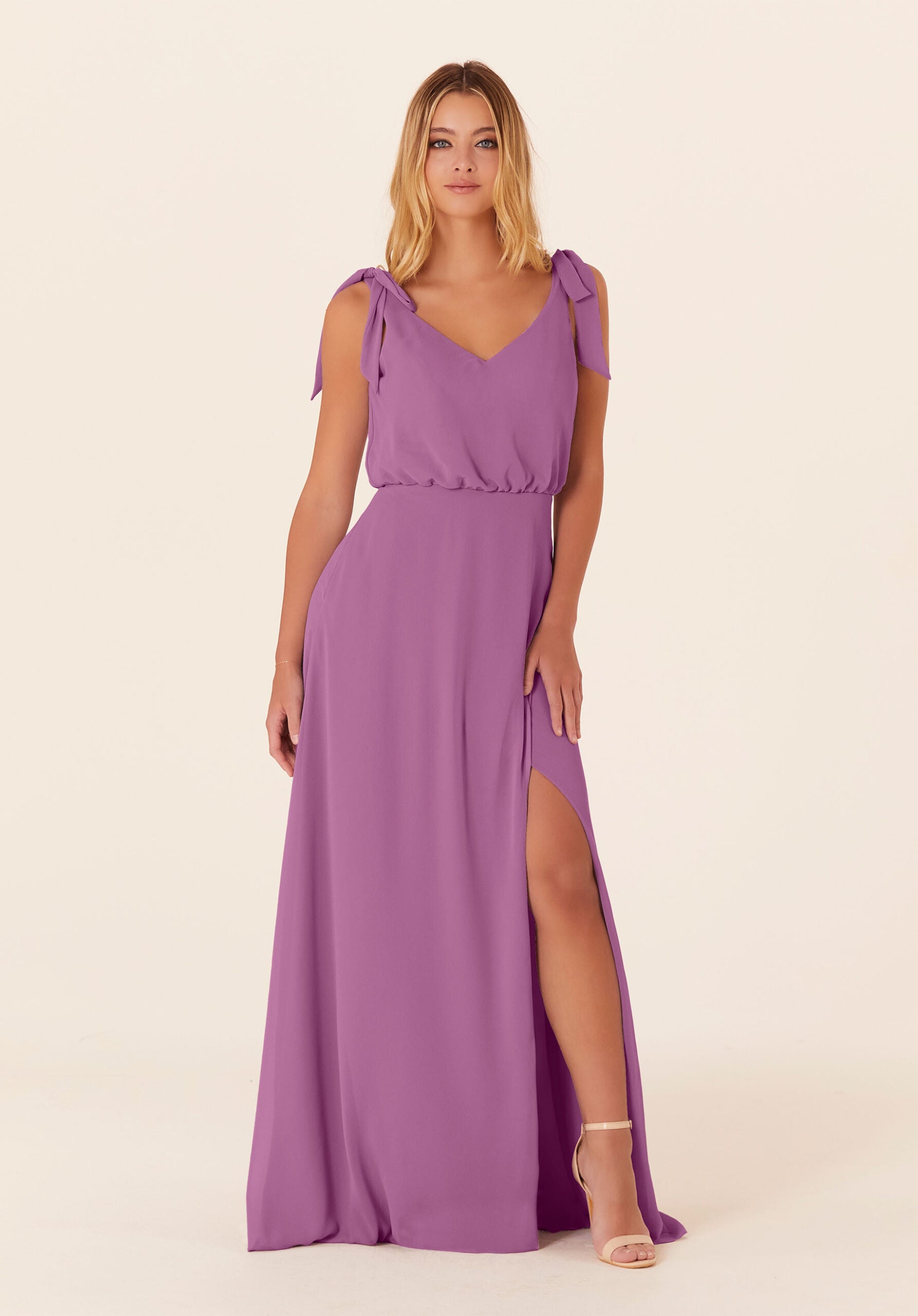 Formal Dresses A Line Slit Long Formal Evening Gown MGNY Madeline Gardner New York 21824 Primrose